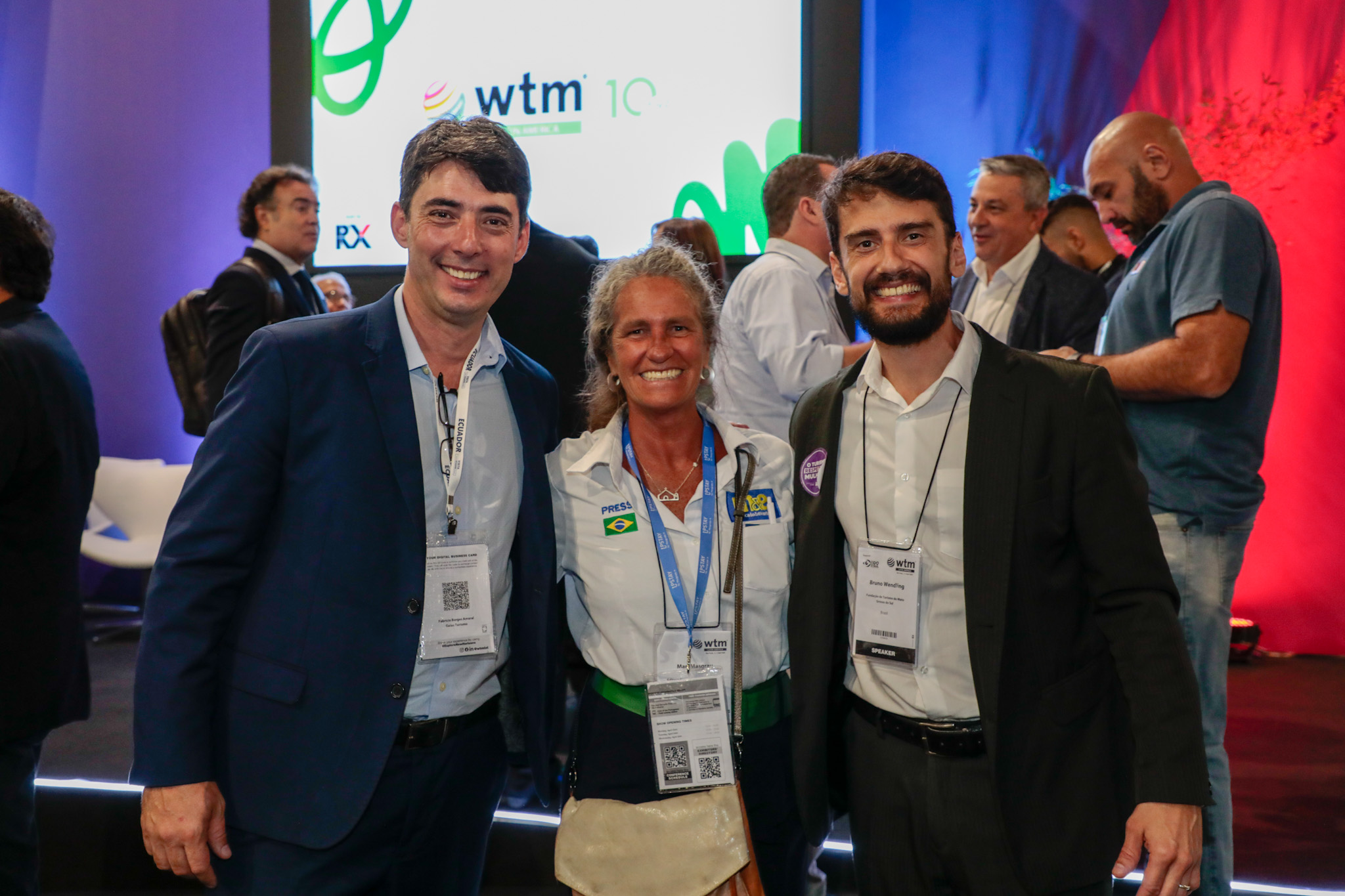 Mari Masgrau, do M&E, com Fabricio Amaral, presidente do Fornatur, e Bruno Wendling, presidente da Fundtur-MS Mari Masgrau, do M&E, com Fabricio Amaral, presidente do Fornatur, e Bruno Wendling, presidente da Fundtur-MS
