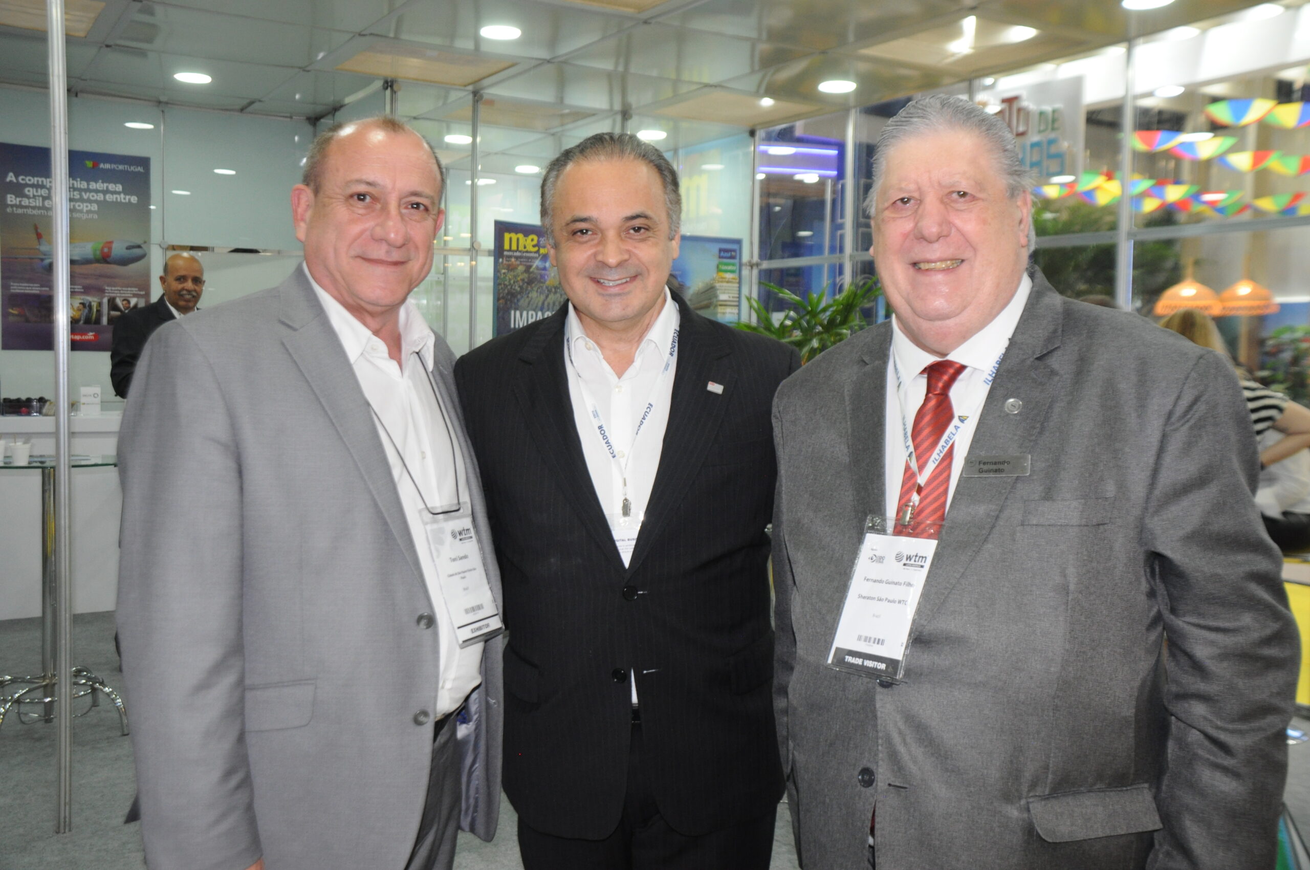 Toni Sando, presidente do Visit São Paulo e Unedestinos, Roberto de Lucena, secretário de Turismo do Estado de São Paulo e Fernando Guinato, do Sheraton WTTC