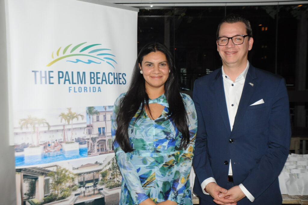 Veronica Arrieta e Erick Garlica do Discover Palm Beaches Brasil segue como terceiro maior mercado internacional para Palm Beaches