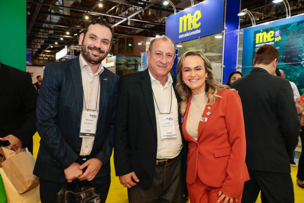 Fabio Zelenski e Toni Sando, do Visite São Paulo, Daniela Carneiro, ministra do Turismo