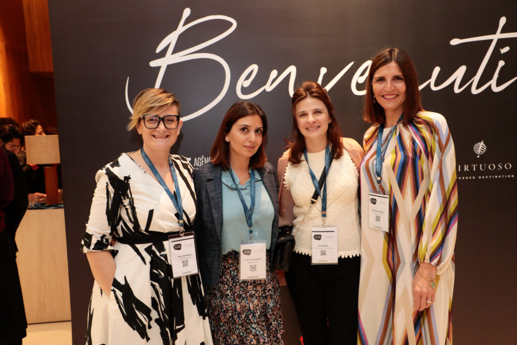 Alessa Santamaria e Frederica Sorrentino, da Sono Travel; Silvia Ballerini, do Grand Hotel Victoria Concept & Spa; e Olga Cristofarc, da Mazzano Palace
