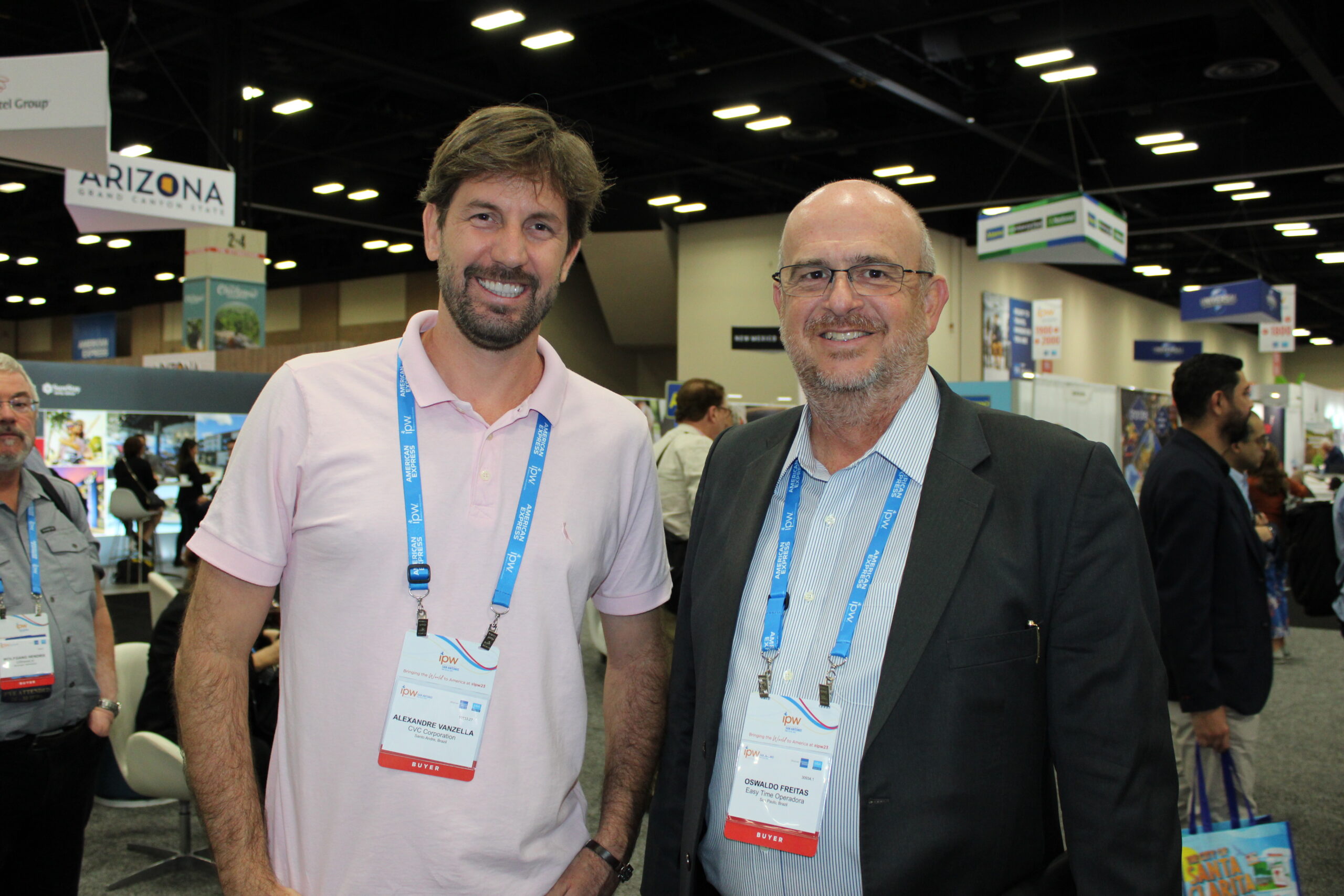 Alexandre Vanzella, da CVC, e Oswaldo Freitas, da Easy Time Alexandre Vanzella, da CVC, e Oswaldo Freitas, da Easy Time