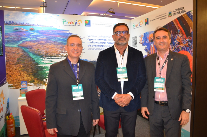Agnes Silva, do CVB C. Grande, Alexandre Cunha, do Centro de Convenções e Ferdinando Lucena, da PBTur Agnes Silva, do CVB C. Grande, Alexandre Cunha, do Centro de Convenções e Ferdinando Lucena, da PBTur