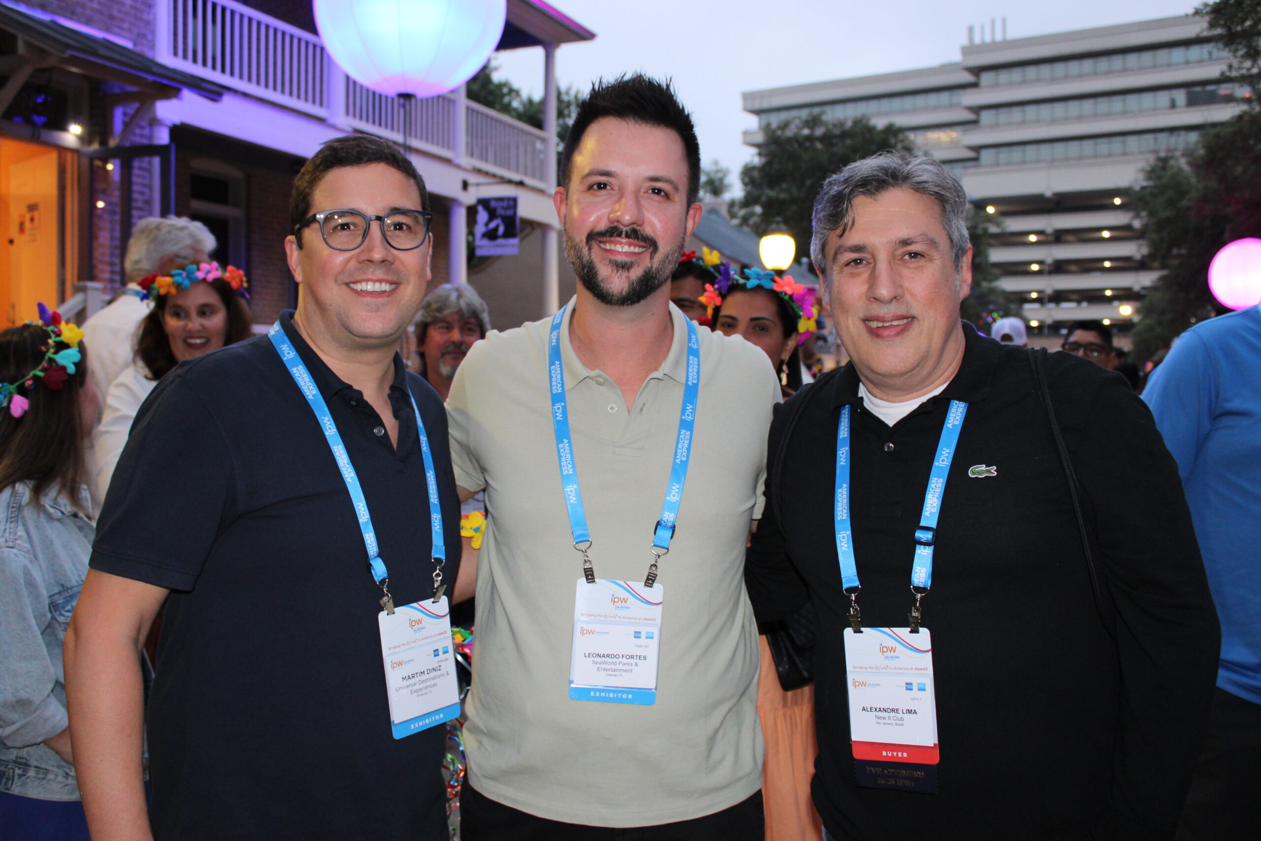Martin Diniz, da Universal, Leonardo Fortes, do Seaworld, e Alexandre Lima, da New It Martin Diniz, da Universal, Leonardo Fortes, do Seaworld, e Alexandre Lima, da New It