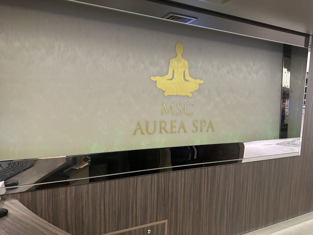 Entrada do Spa disponível aos hóspedes do MSC Euribia