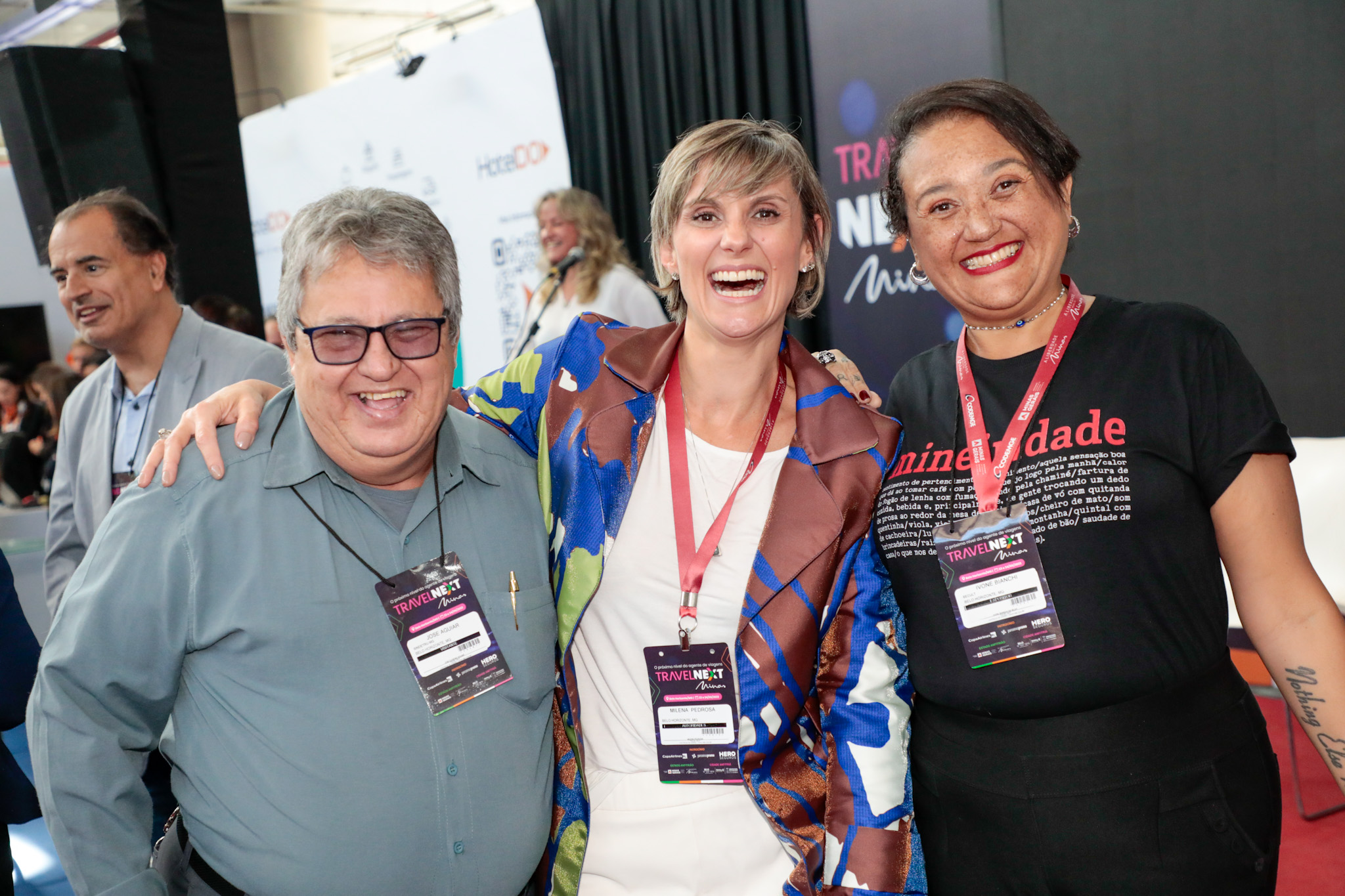 José Aguiar, do Sindetur-MG, entre Milena Pedrosa, secretaria adjunta de cultura e turismo de Minas Gerais, e Ivone Bianchi, da Secult-MG José Aguiar, do Sindetur-MG, entre Milena Pedrosa, secretaria adjunta de cultura e turismo de Minas Gerais, e Ivone Bianchi, da Secult-MG