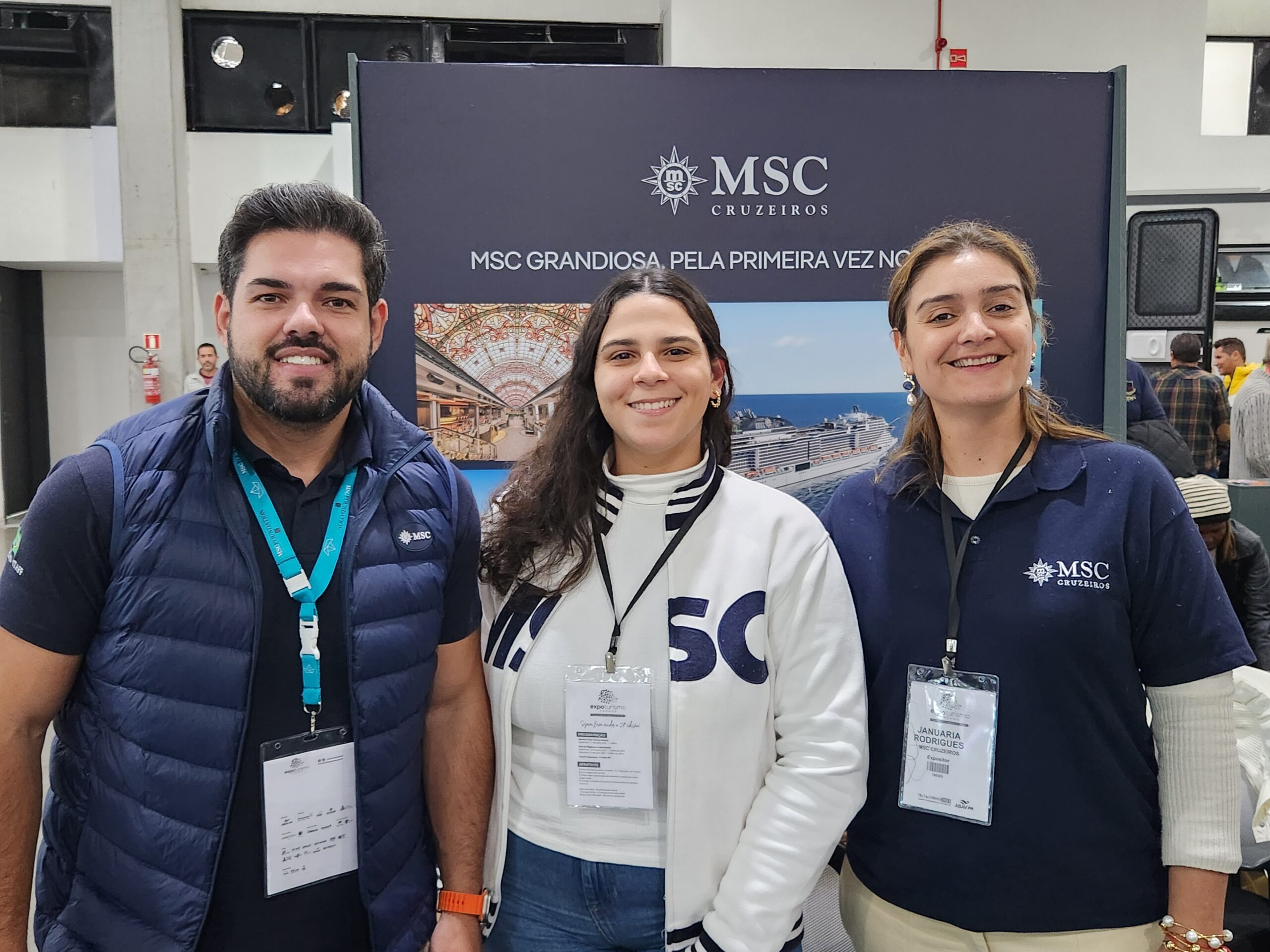 Marcos Souza, Julia Rezende e Januária Rodrigues, MSC Cruzeiros Marcos Souza, Julia Rezende e Januária Rodrigues, MSC Cruzeiros
