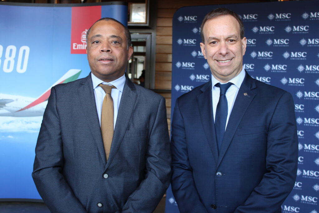 Stephane Perard, diretor da Emirates no Brasil, e Adrian Ursilli, diretor da MSC no Brasil
