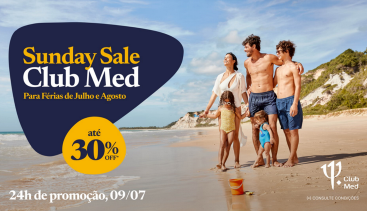 Club Med realizará campanha-relâmpago com até 30% desconto em pacotes Club Med realizará campanha-relâmpago com até 30% desconto em pacotes