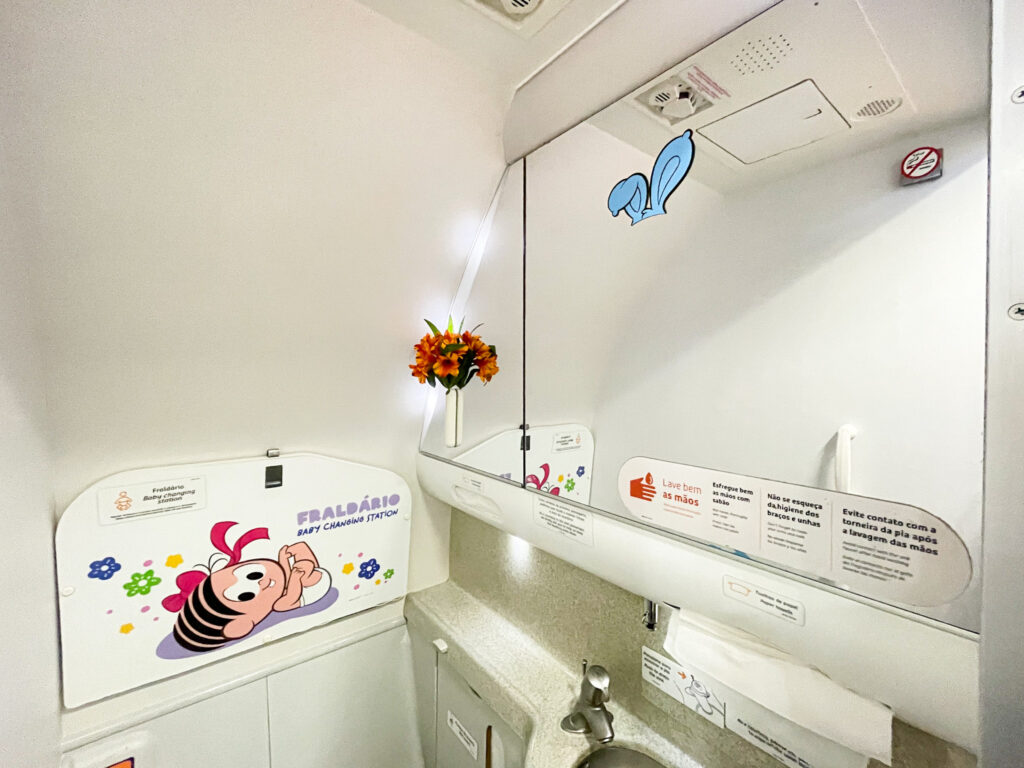 Banheiro da aeronave da Mônica com personalizações