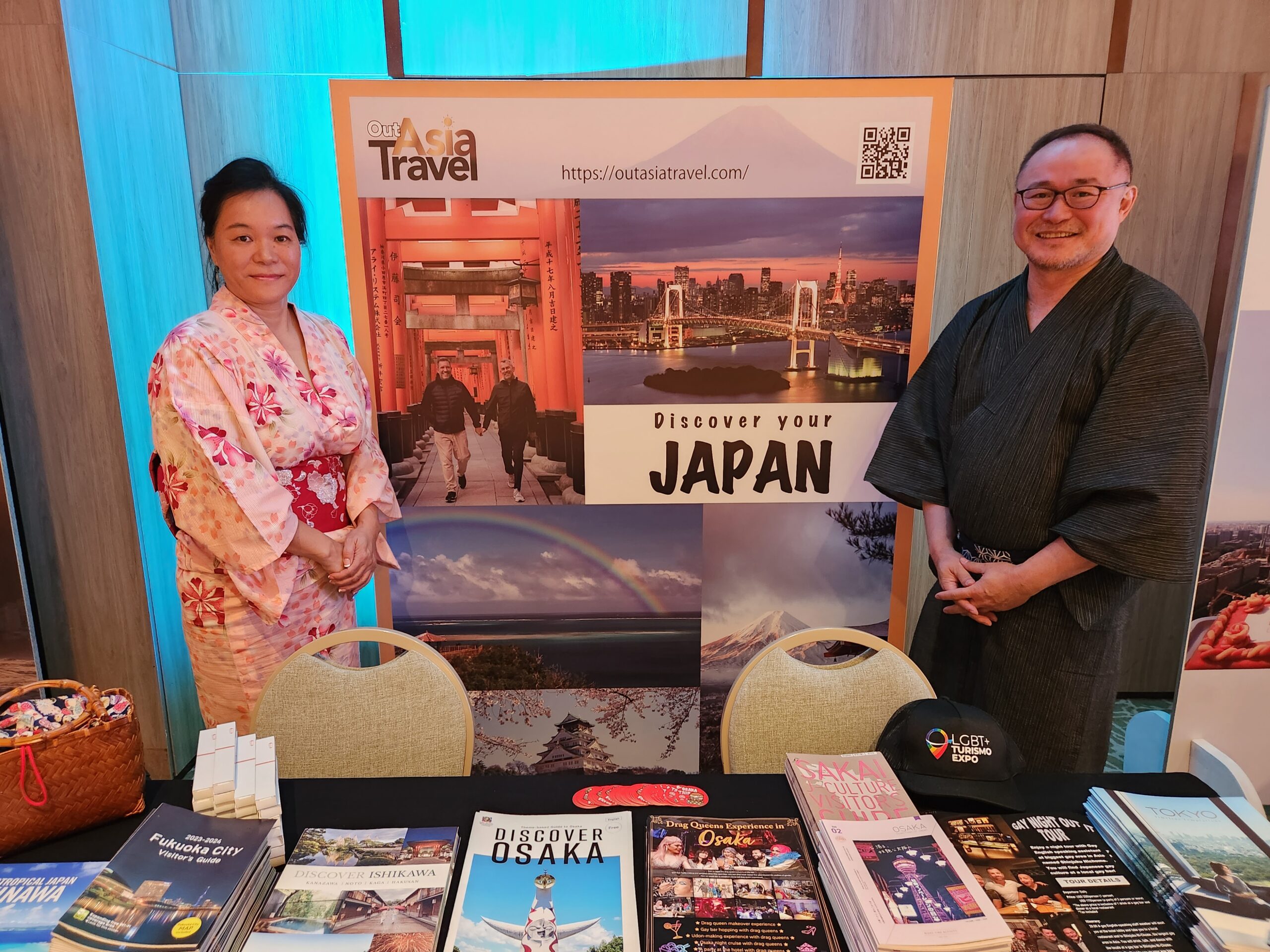 Hiromi Thetreau e Shintaro Koizumi, da Out Ásia Travel. Em 2024 Osaka, no Japão, sediará a Convenção da IGLTA pela primeira vez na Ásia Hiromi Thetreau e Shintaro Koizumi, da Out Ásia Travel. Em 2024 Osaka, no Japão, sediará a Convenção da IGLTA pela primeira vez na Ásia