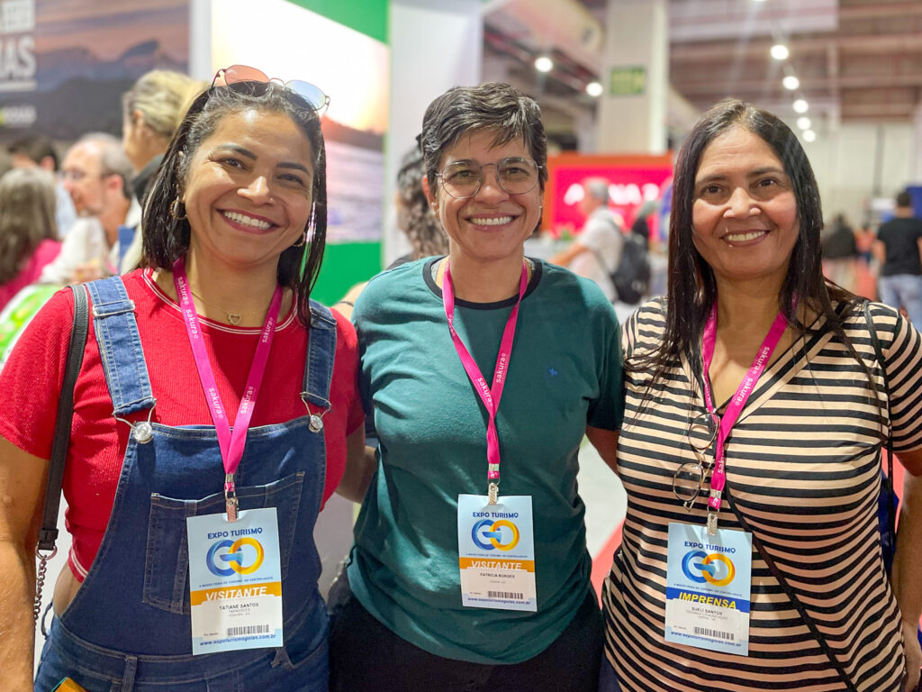 Tatiane Santos, Patrícia Borges e Sueli Santos, visitantes da Expo Turismo Goiás