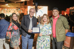 Léssia Cabral, representante da Rede Vila Galé; Carlos Eduardo Pereira, Diretor Executivo da Bancorbrás Turismo; Adriana Borges, representante da Rede Vila Galé; e Edmilson Castro, Gerente Executivo Meios de Hospedagem