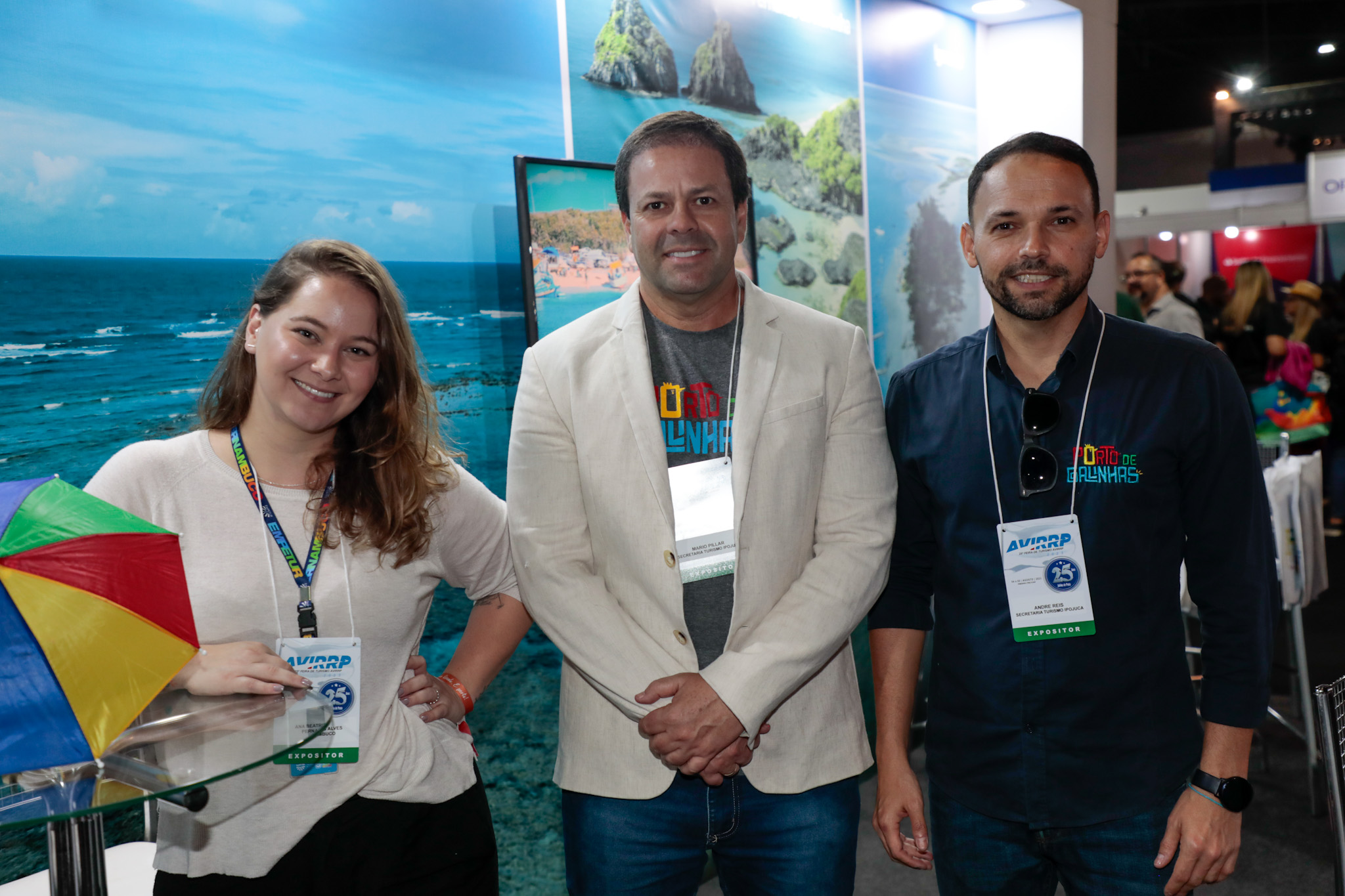 Ana Beatriz, da Empetur, Mário Pilar, e André Reis, da secretaria de Turismo de Ipojuca Ana Beatriz, da Empetur, Mário Pilar, e André Reis, da secretaria de Turismo de Ipojuca