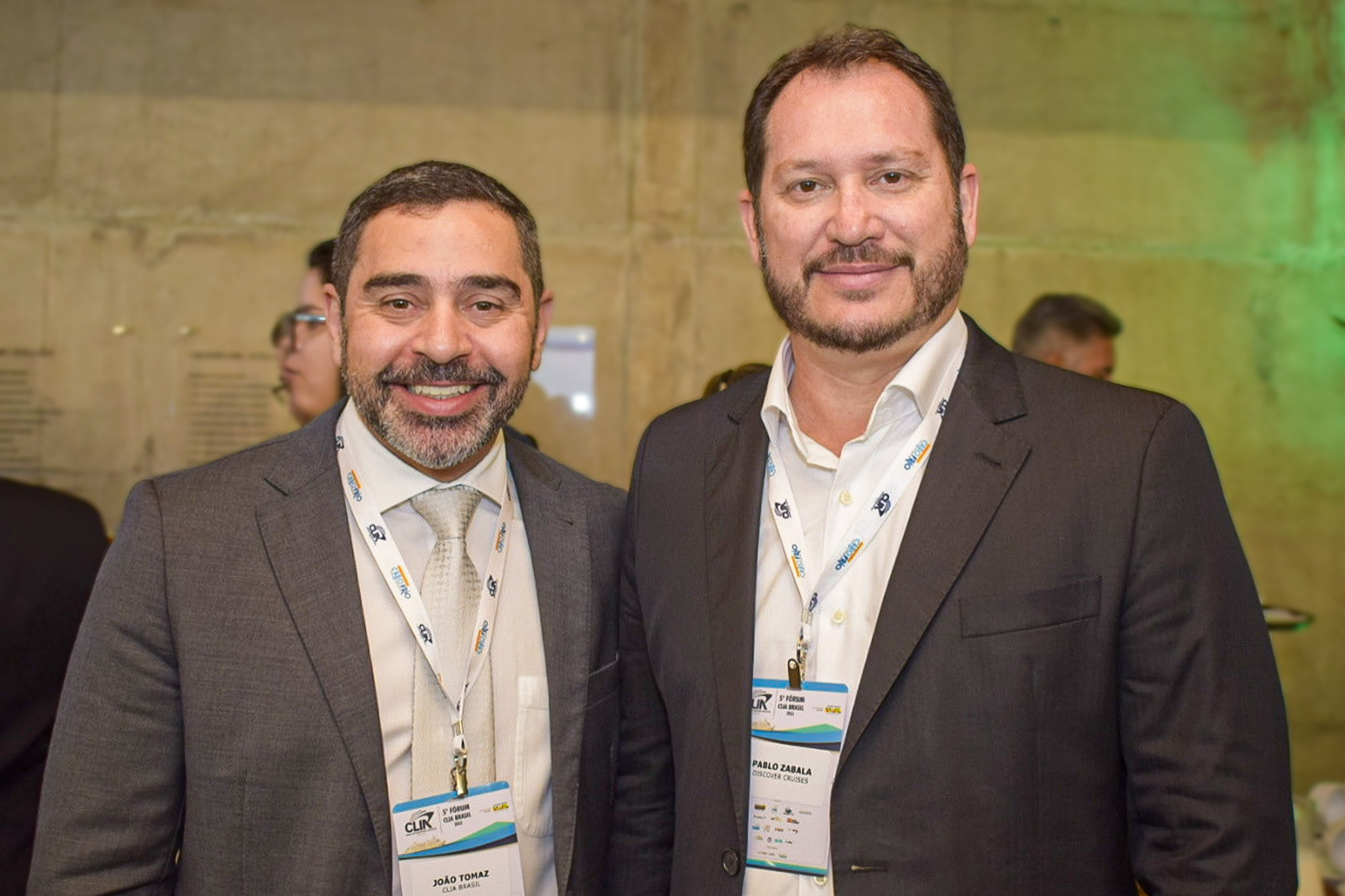 João Tomaz, da Clia Brasil e Pablo Zabala, da Discovery Cruises João Tomaz, da Clia Brasil e Pablo Zabala, da Discovery Cruises