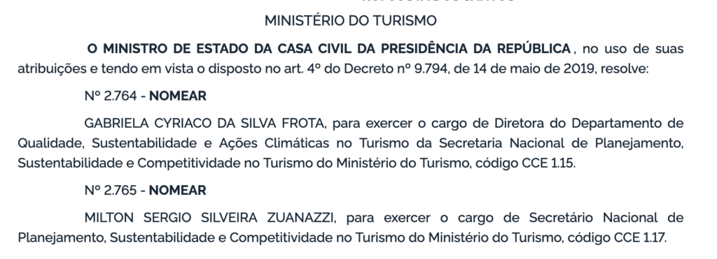 Screenshot 2023 08 04 at 16.16.50 Milton Zuanazzi é confirmado como novo secretário do Ministério do Turismo