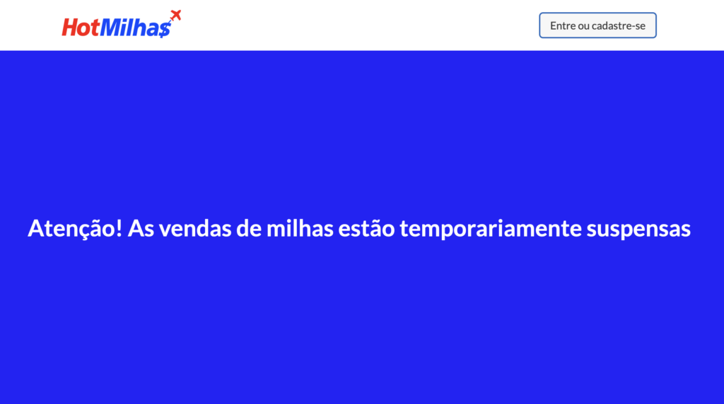 Do mesmo grupo da 123 Milhas, HotMilhas suspende compra de milhas