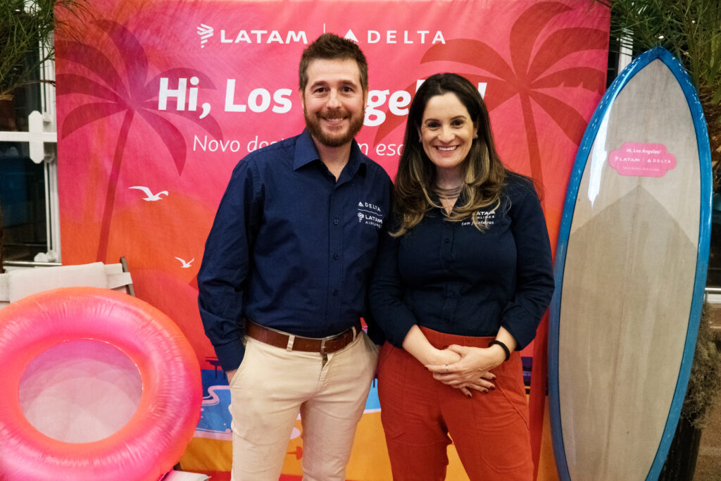Danillo Barbizan, head de Vendas Brasil da Delta Air Lines, e Camila Belinelli, head de Vendas da Latam Brasil Danillo Barbizan, head de Vendas Brasil da Delta Air Lines, e Camila Belinelli, head de Vendas da Latam Brasil