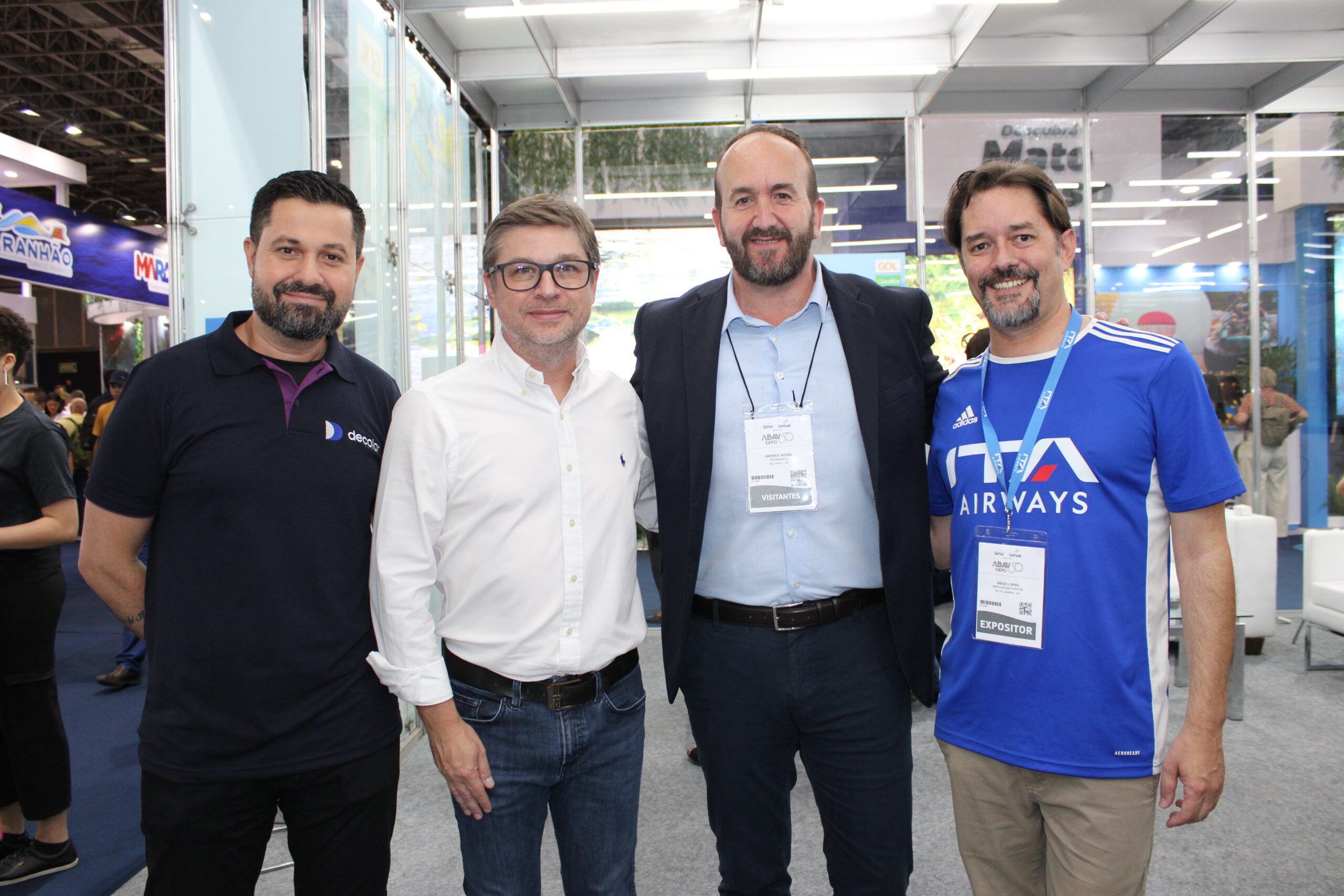 Daniel Caturani e Bob Rossatto, da Decolar, com Andrea Taddei e Diego Lopes, da ITA Airways Daniel Caturani e Bob Rossatto, da Decolar, com Andrea Taddei e Diego Lopes, da ITA Airways