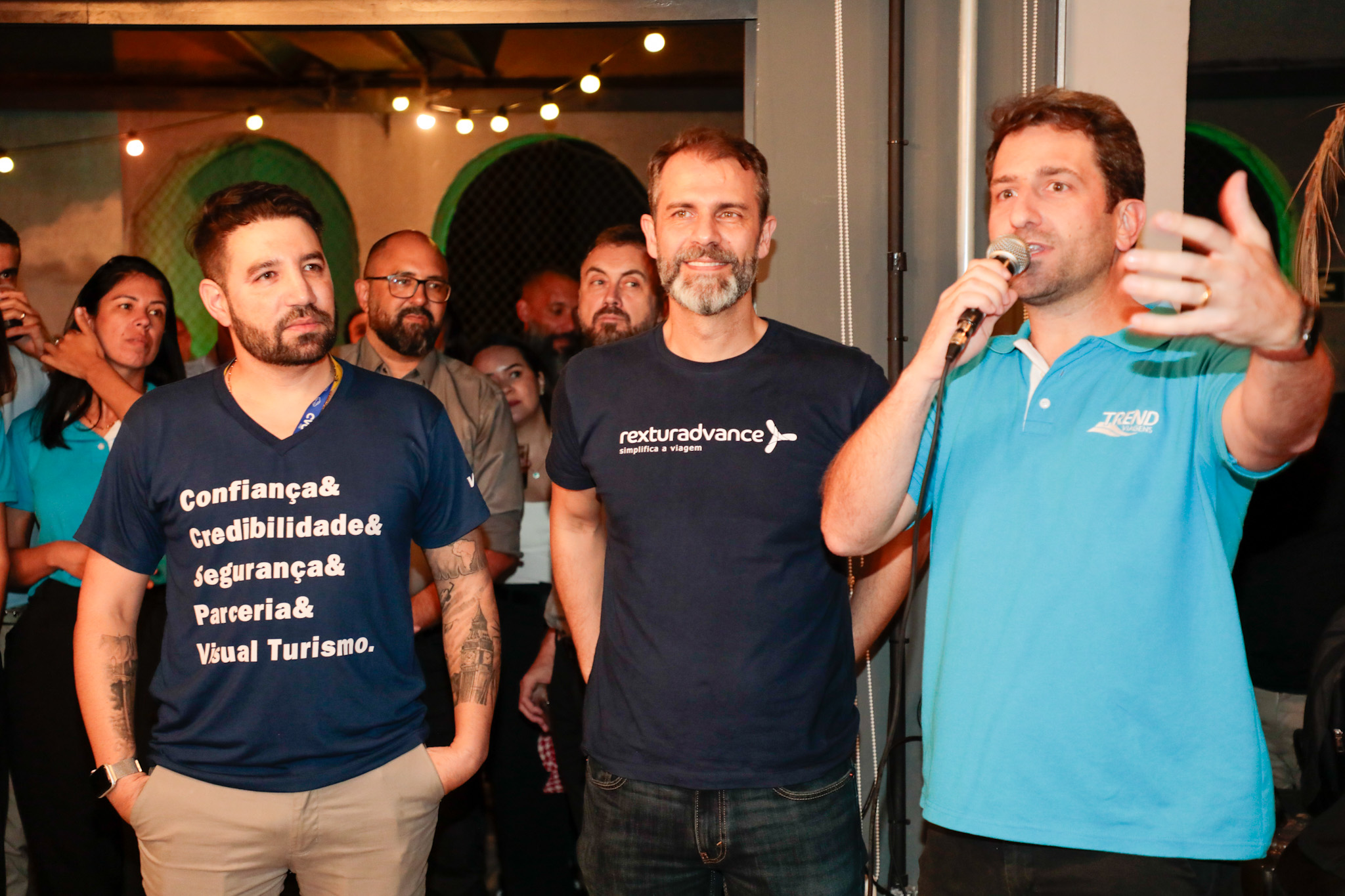 Hugo Lagares, diretor da Visual, Marvio Mansur, diretor da RexturAdvance, e Bruno Heleno, diretor da Trend