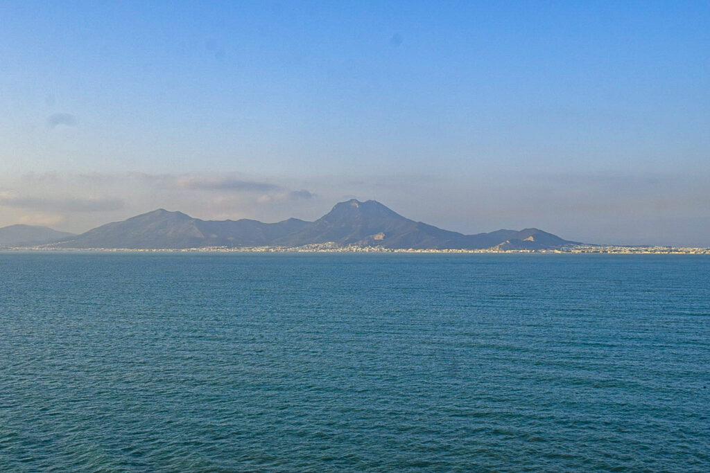 Momentos antes da chegada do MSC Grandiosa em La Goulette