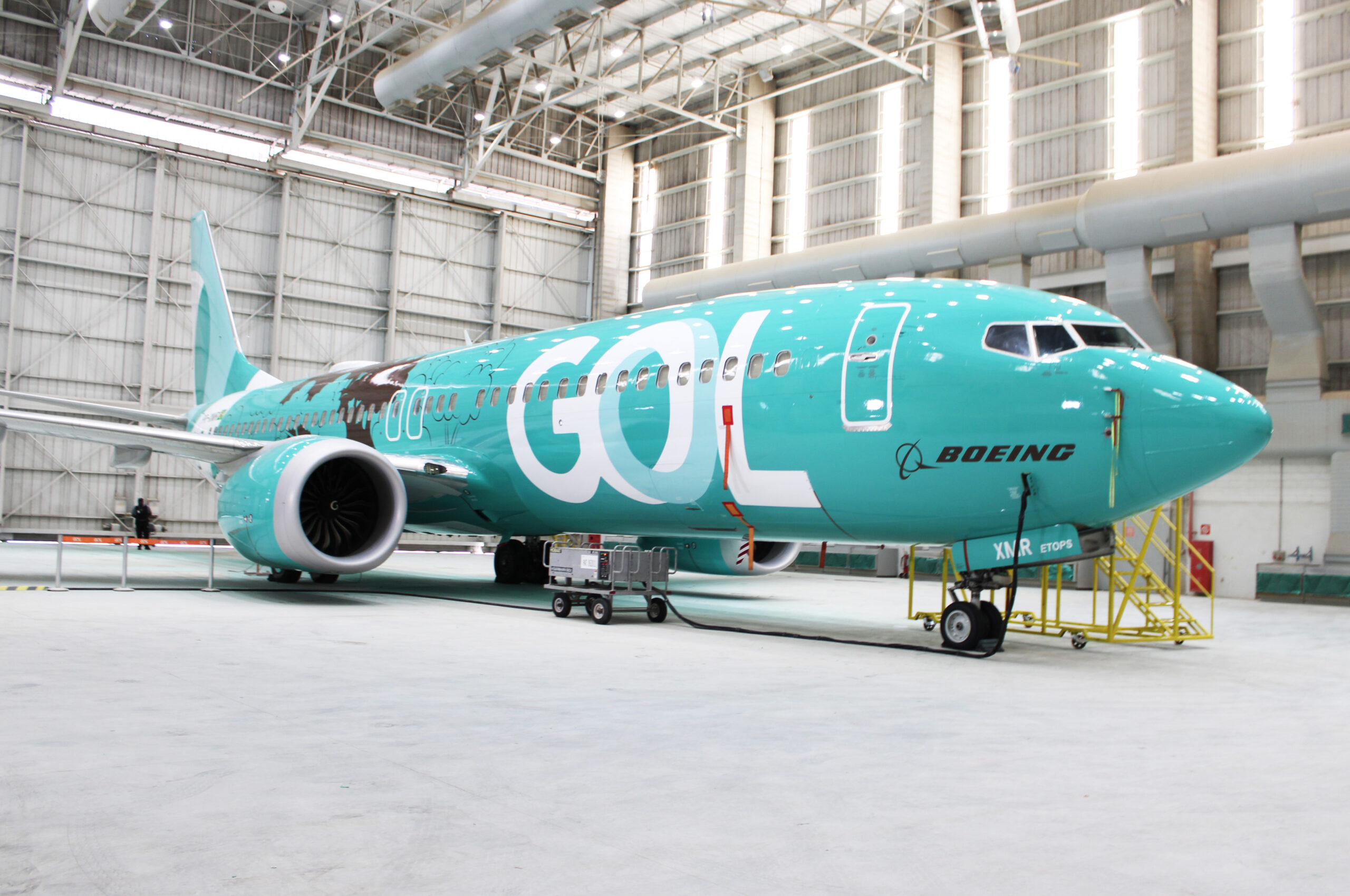 B737 MAX da Gol ficou verde em nome do meio ambiente B737 MAX da Gol ficou verde em nome do meio ambiente