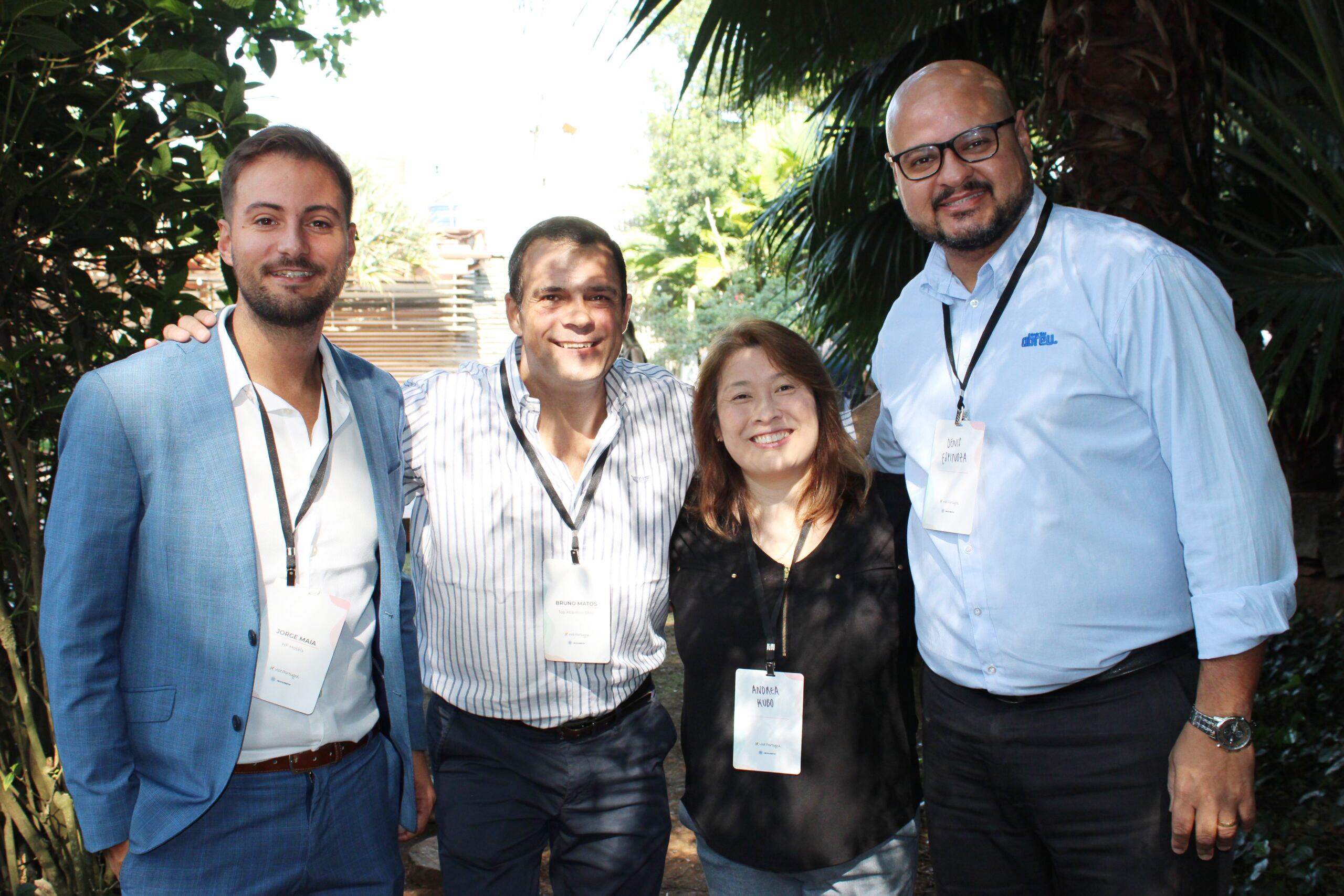 Jorge Maia, da HF Hotels, Bruno Matos, do Top Atlantico DMC, Andrea Kubo, da ViagensPromo, e Denis Espinoza, da Abreu Jorge Maia, da HF Hotels, Bruno Matos, do Top Atlantico DMC, Andrea Kubo, da ViagensPromo, e Denis Espinoza, da Abreu