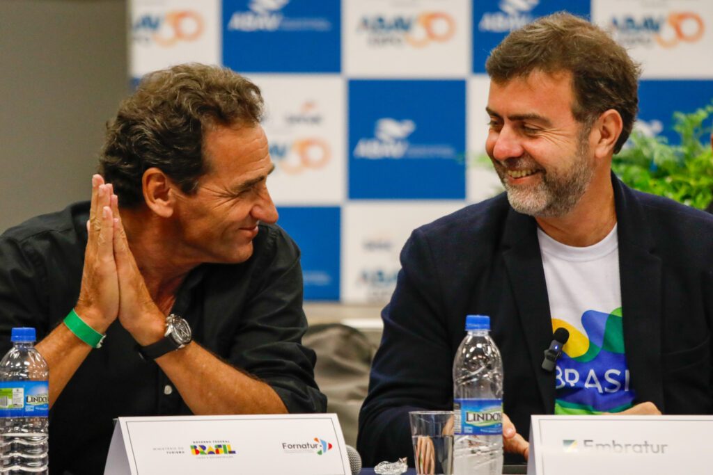 Milton Zuanazzi e Marcelo Freixo Abav Expo: Fornatur recebe entidades e secretários para debater rumos do turismo; veja fotos