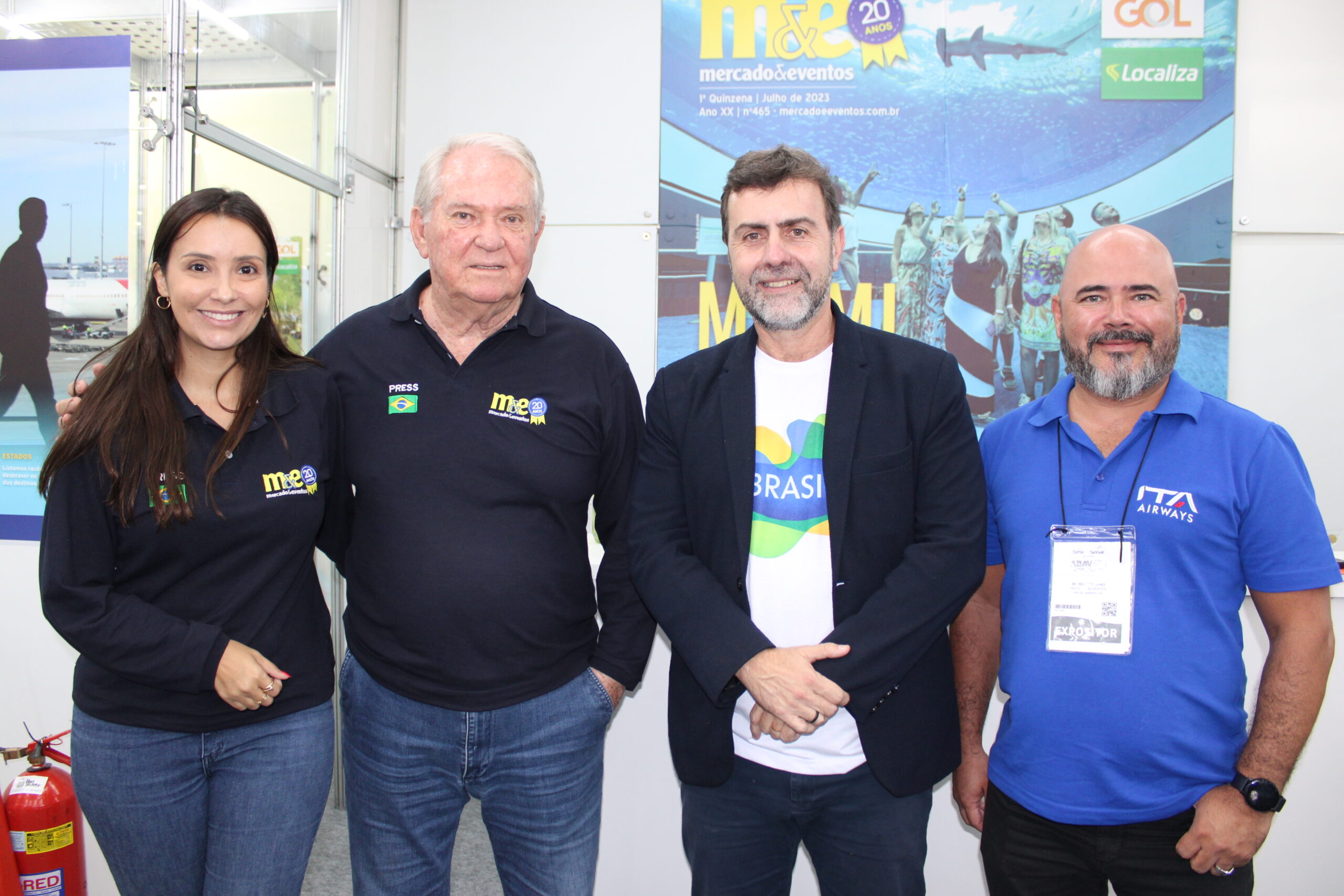 Natalia Strucchi e Roy Taylor, do M&E, Marcelo Freixo, da Embratur, e Murilo Cassino, da ITA Airways Natalia Strucchi e Roy Taylor, do M&E, Marcelo Freixo, da Embratur, e Murilo Cassino, da ITA Airways