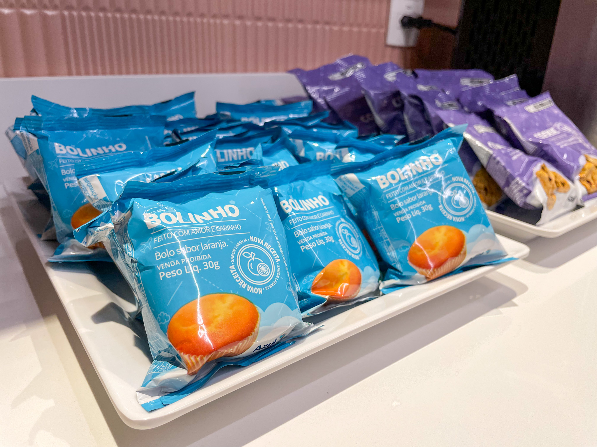 Opções de lanches para os usuários do Advantage VIP Lounge