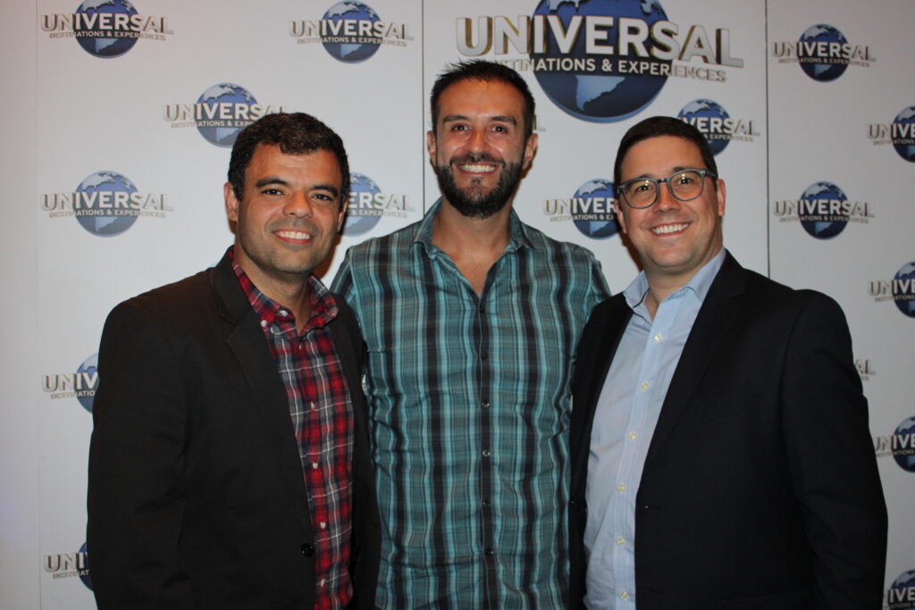 Renato Gonçalves, da Universal, Neto Fernandes, do Visit Orlando, e Martin Diniz, da Universal