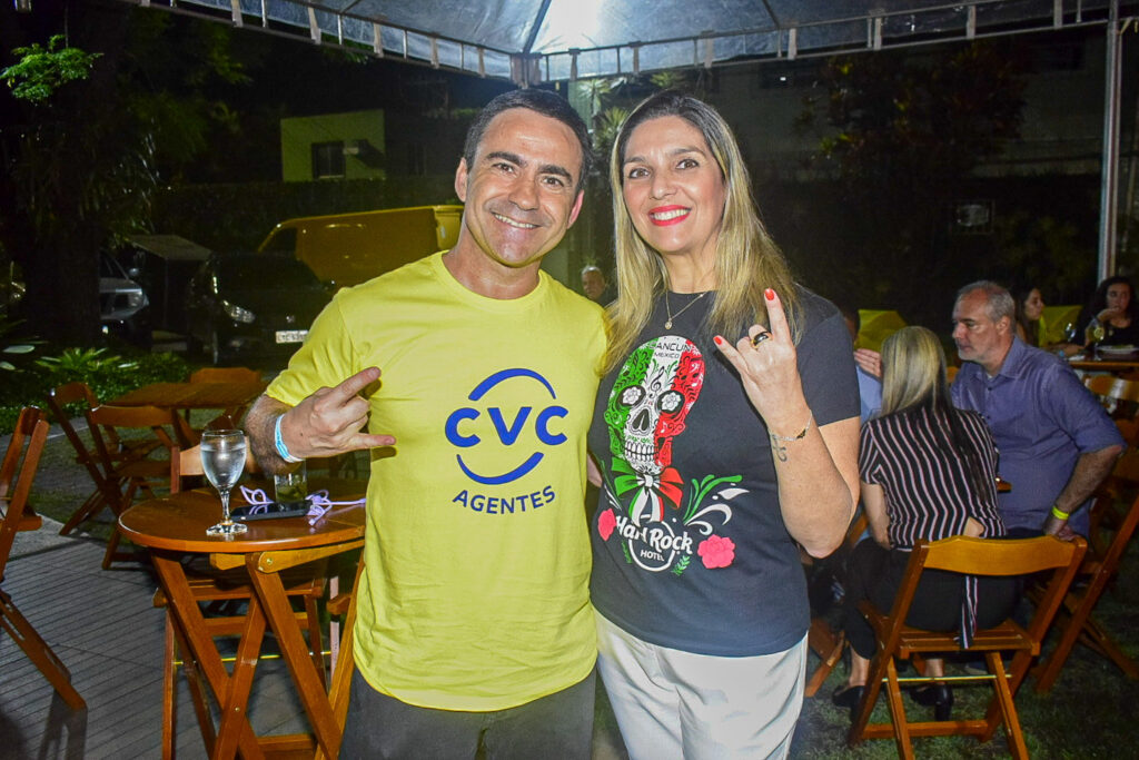 Rogério Mendes, da CVC e Carla Cecchele, do Hard Rock Hotels