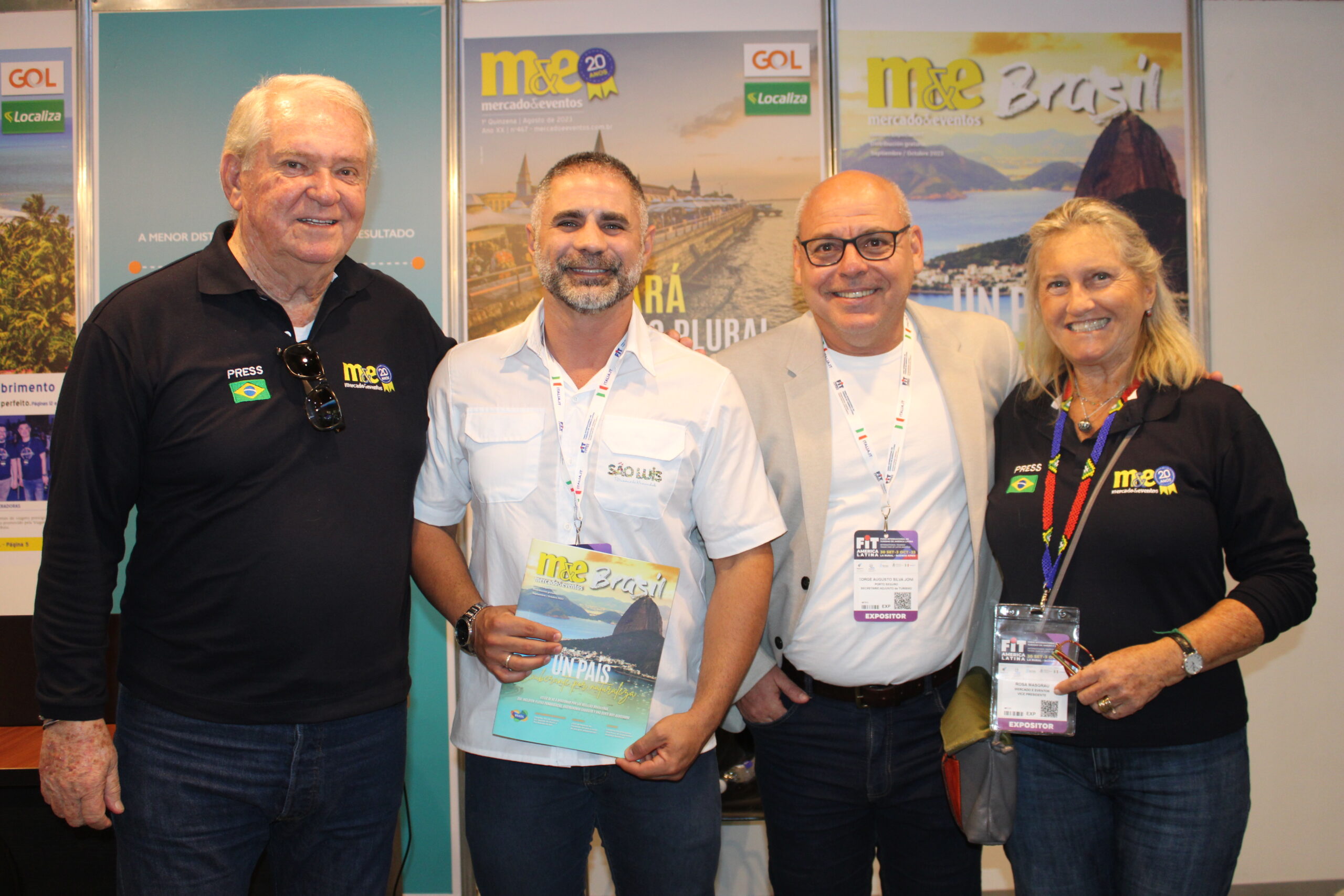 Roy Taylor, do M&E, Saulo Santos, secretário de Turismo de São Luís, Guto Jones, secretário adjunto de Turismo de Porto Seguro, e Rosa Masgrau, do M&E Roy Taylor, do M&E, Saulo Santos, secretário de Turismo de São Luís, Guto Jones, secretário adjunto de Turismo de Porto Seguro, e Rosa Masgrau, do M&E