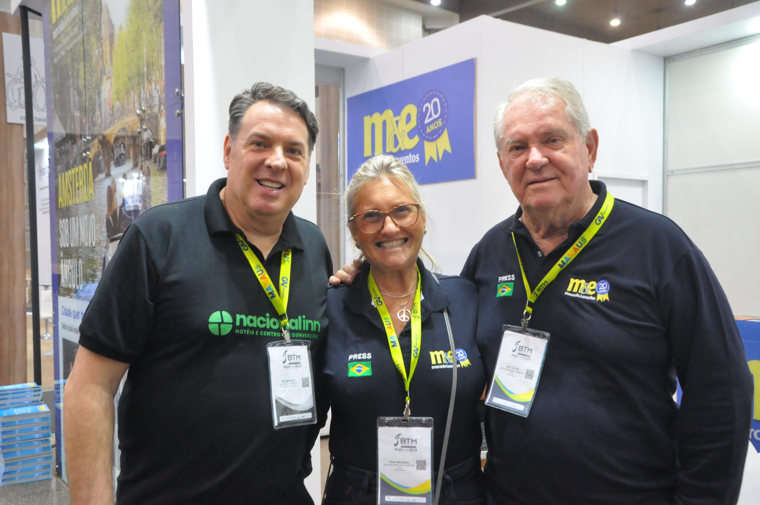 Ricardo Aly, do Nacional Inn Hotéis, com Rosa Masgrau e Roy Taylor, do M&E Ricardo Aly, do Nacional Inn Hotéis, com Rosa Masgrau e Roy Taylor, do M&E