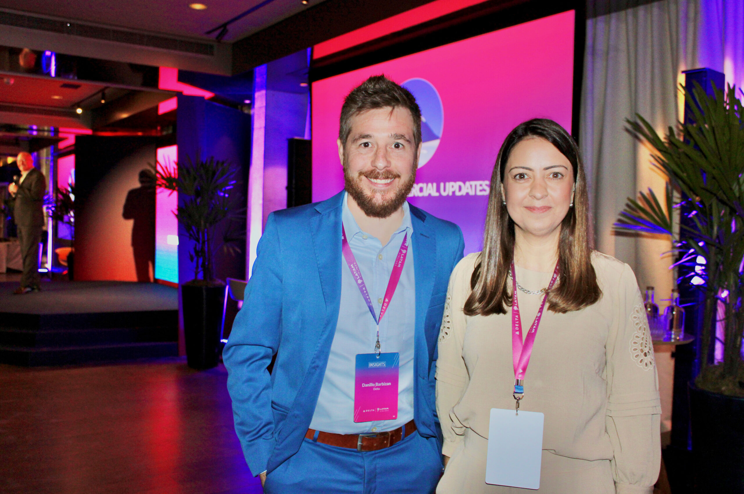 Danillo Barbizan, da Delta, e Aline Mafra, da Latam Danillo Barbizan, da Delta, e Aline Mafra, da Latam