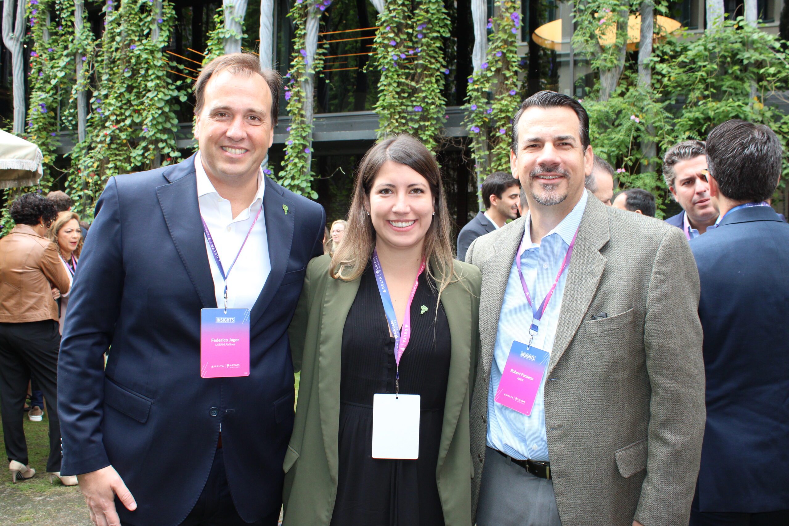 Federico Jager e Laura Madriñan, da Latam, com Roberto Pacheco, da Amex Federico Jager e Laura Madriñan, da Latam, com Roberto Pacheco, da Amex