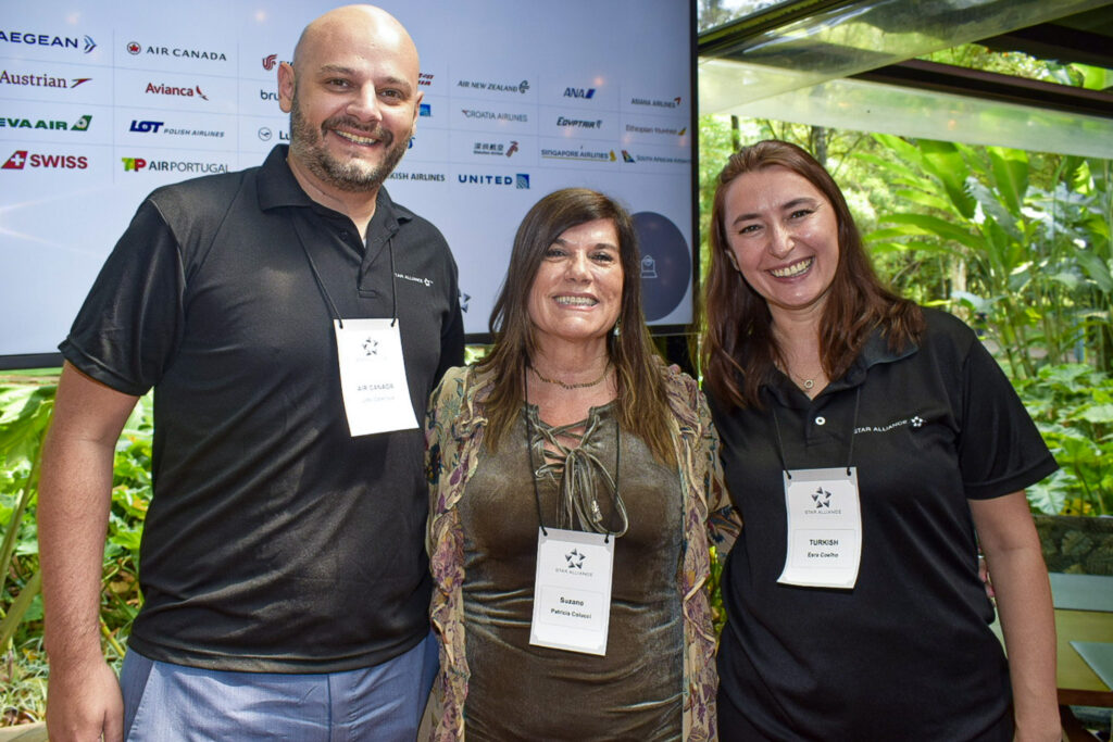 João Catanoce, da Air Canada; Patrícia Colucci, da Suzano; e Esra Coelho, da Turkish