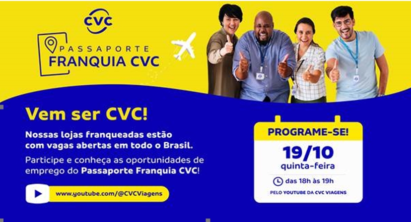 CVC realizará live nesta quinta (19) sobre vagas de emprego e processo de contratação CVC realizará live nesta quinta (19) sobre vagas de emprego e processo de contratação
