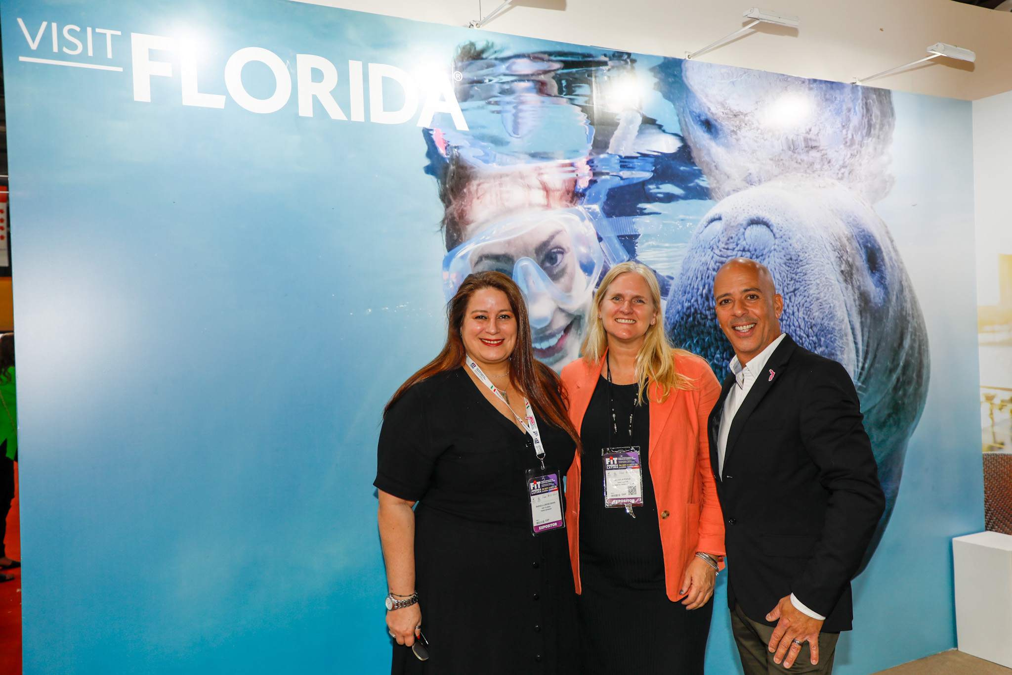 Rafaela Gross Brown, do Visit Florida, Micaela Poole, Aviareps, e Jose Ramires, ST.Pete Clearwater Florida