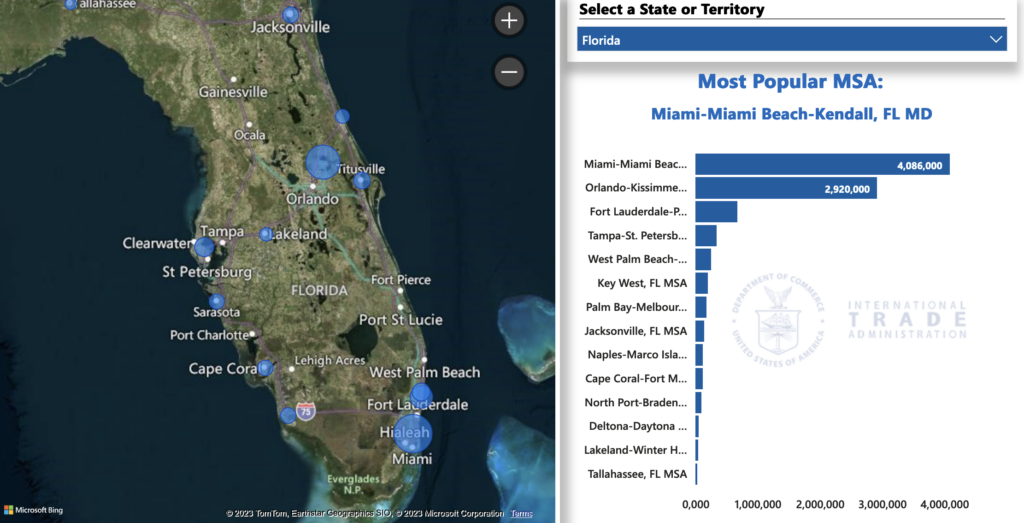 Screenshot 2023 10 07 at 10.33.40 EUA: Flórida é o estado mais visitado por turistas em 2022; NY lidera entre as cidades