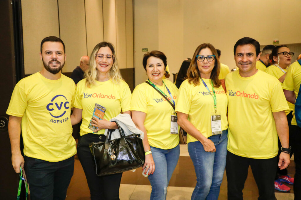 Bruno Guaspari, da CVC Corp, Geliane Gomes, Bellatrix, Leonair Sust, Viageiros, Solange Ayres, da Viageiros Turismo, e Rogério Mendes, da CVC Corp