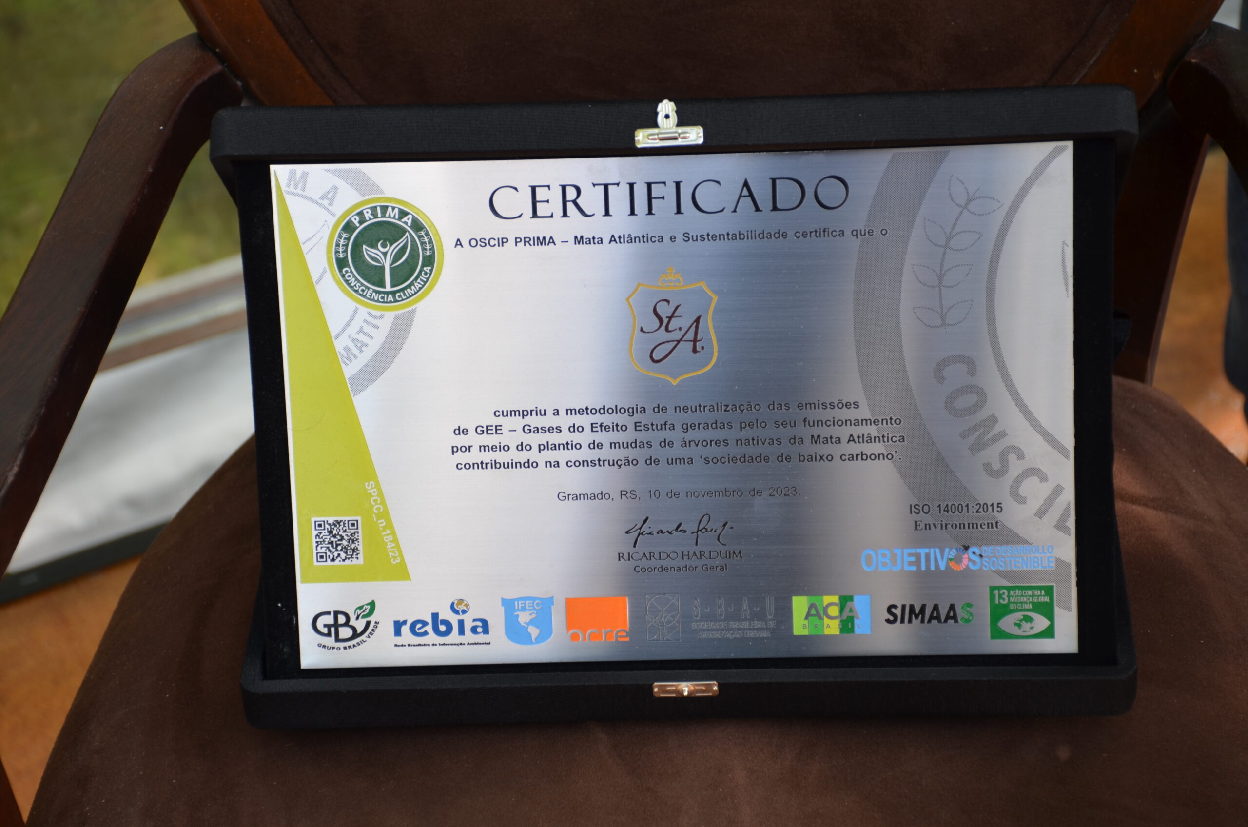 Certificado da metodologia de neutralização Certificado da metodologia de neutralização