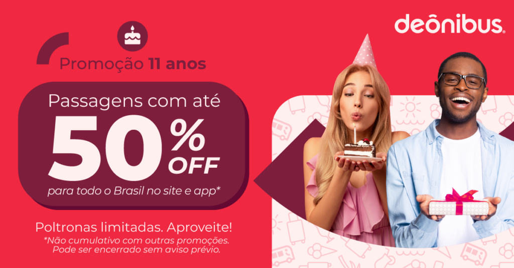 DeÔnibus oferece até 50% de desconto em passagens para todo o Brasil 1 DO 1055 KV aniversario DeOnibus 1200x628 1 DeÔnibus oferece até 50% de desconto em passagens para todo o Brasil
