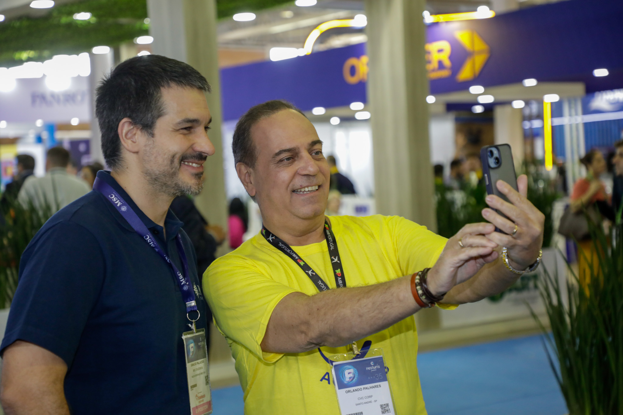 Ignacio Palacios, da MSC Cruzeiros, e Orlando Palhares, da CVC Corp Ignacio Palacios, da MSC Cruzeiros, e Orlando Palhares, da CVC Corp