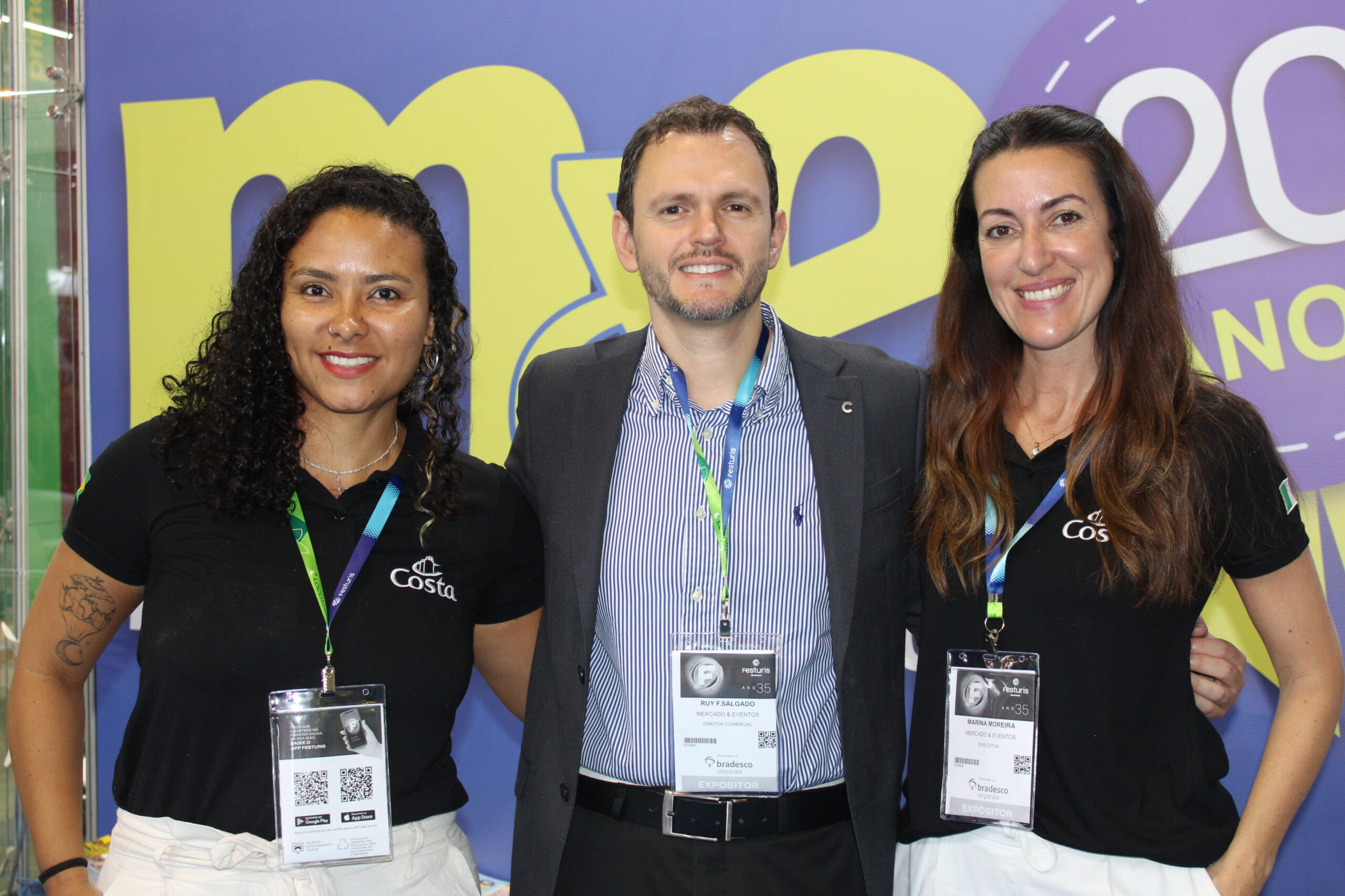 Miriã Nascimento, Ruy Ribeiro e Marina Moreira, da Costa Cruzeiros Miriã Nascimento, Ruy Ribeiro e Marina Moreira, da Costa Cruzeiros