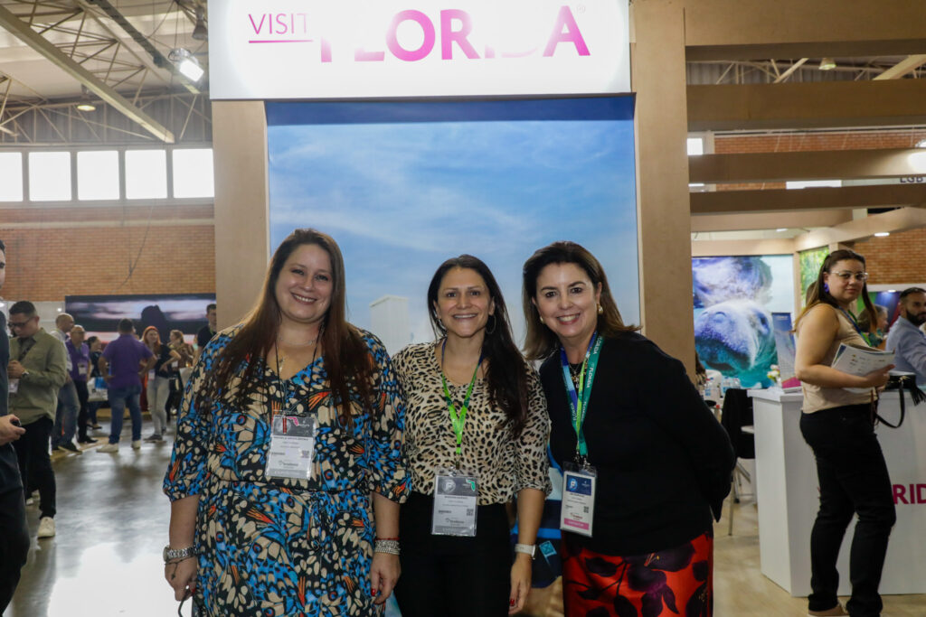 Rafaela Gross, Mariana Barnes e Amy Rodrigues, do Visit Florida