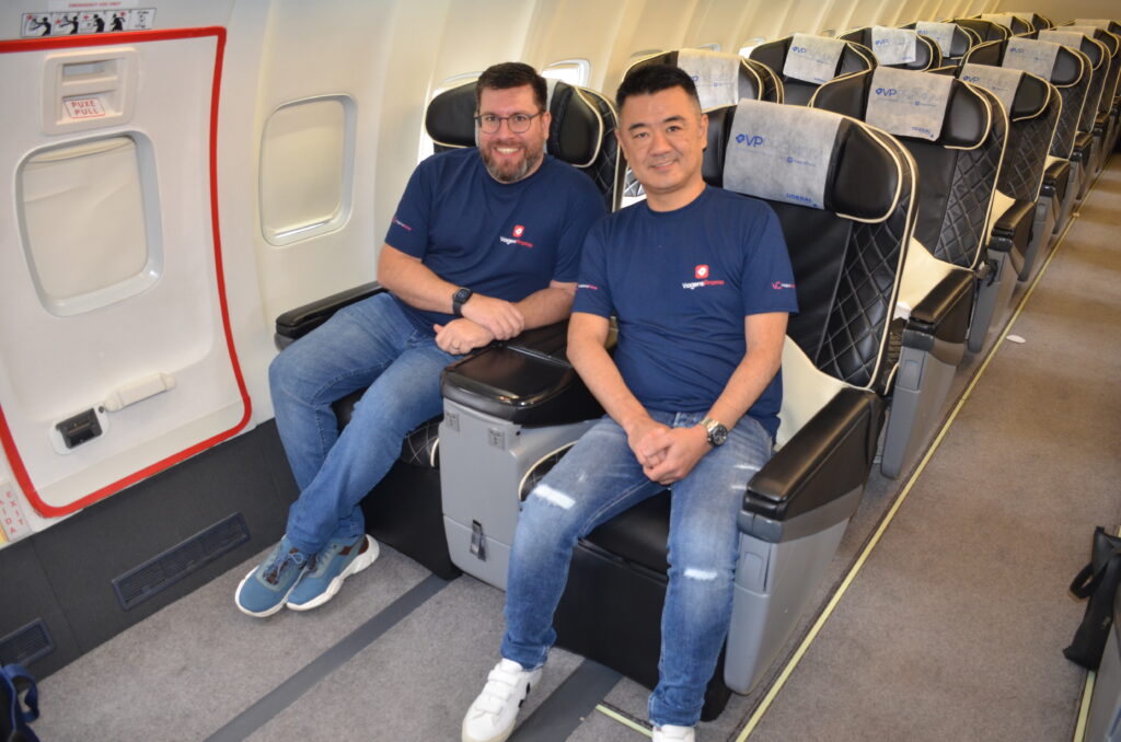 Renato Kido e Renato Alves, sócios-diretores da ViagensPromo durante o voo