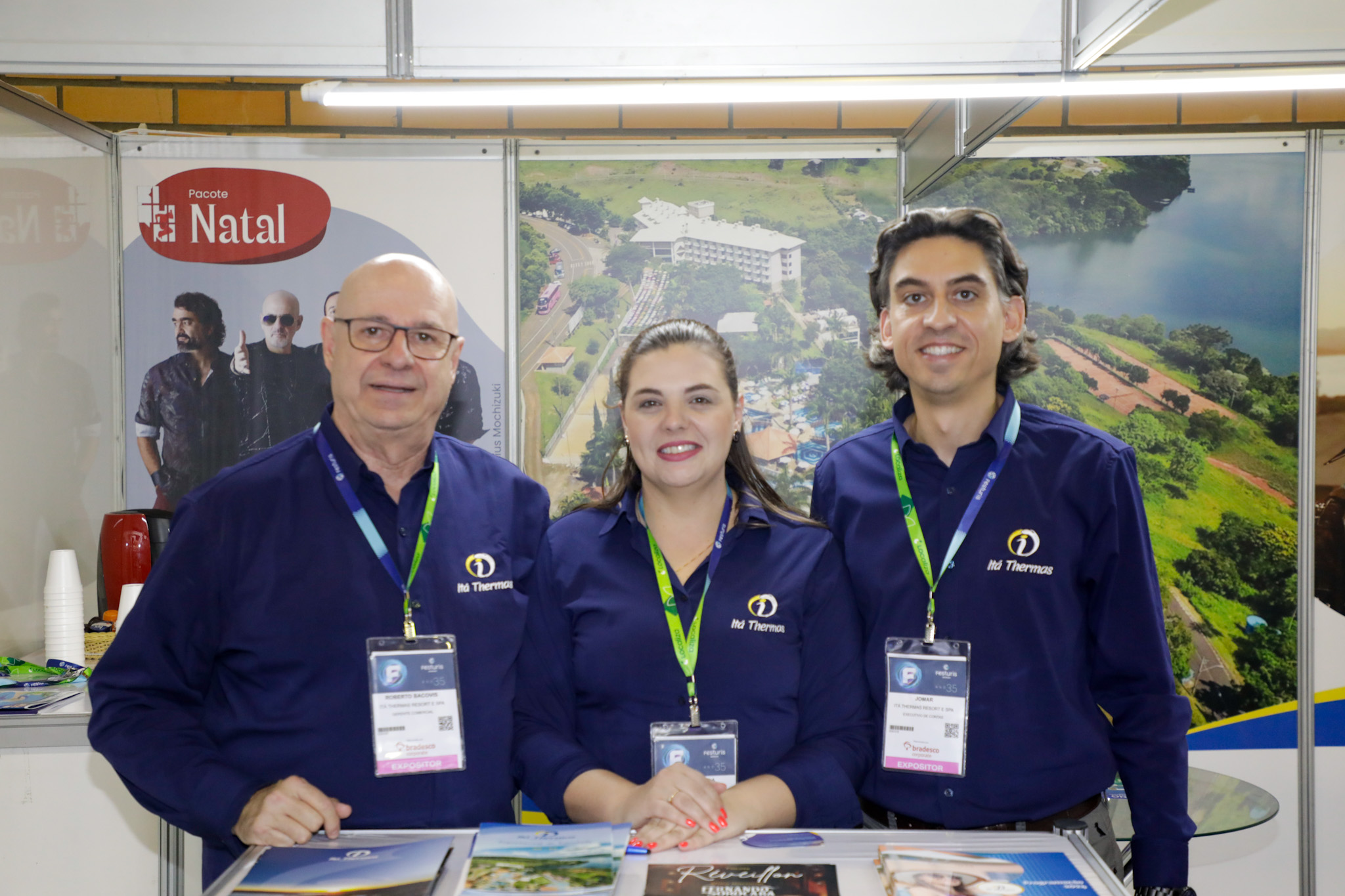 Roberto Bacovis, Tainara Zanela e Jomar, da Itá Thermas Resort & Spa Roberto Bacovis, Tainara Zanela e Jomar, da Itá Thermas Resort & Spa