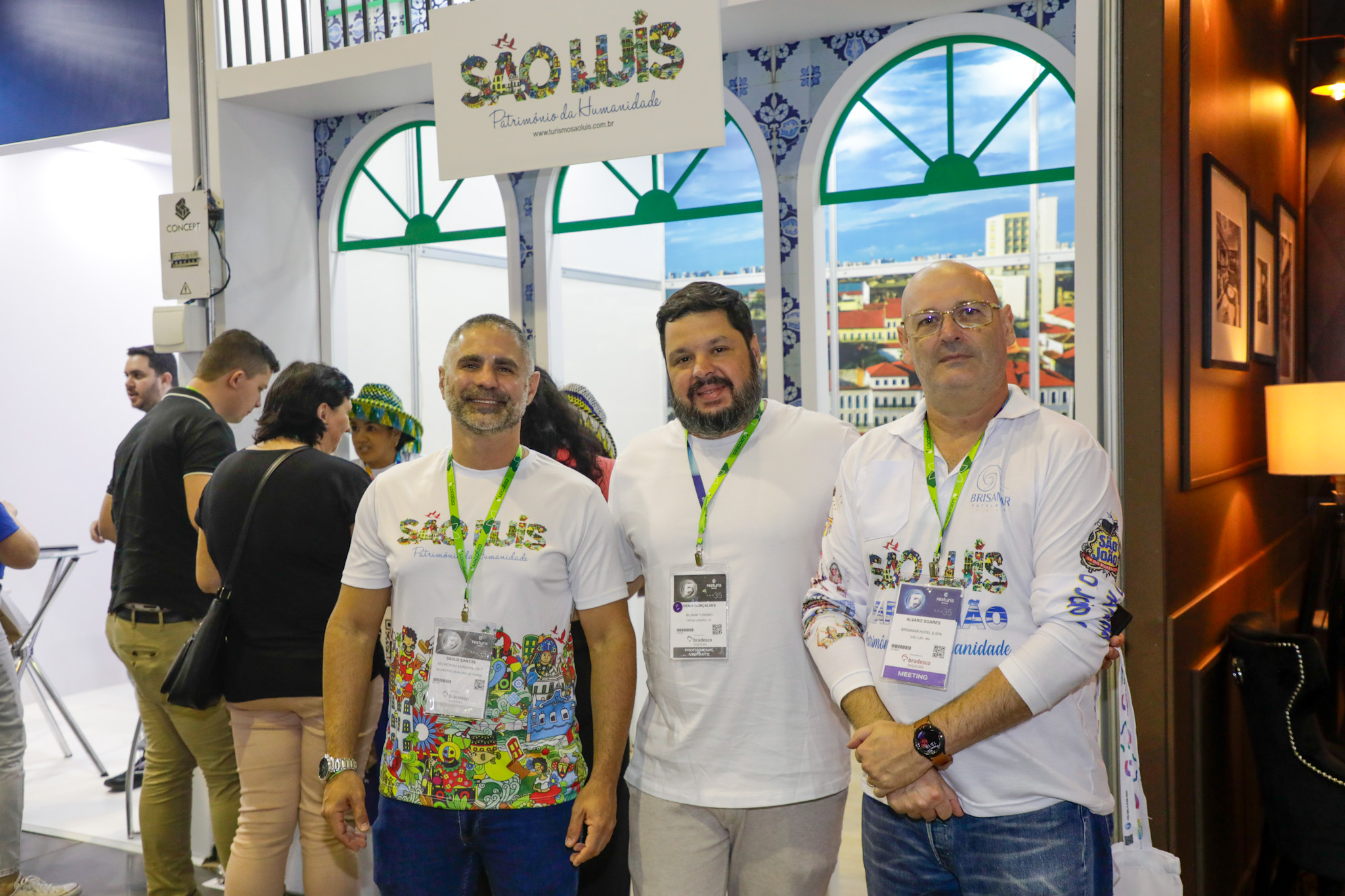 Saulo Santos, de São Luís, Denis Gonçalves, da Blumar Turismo, e Álvaro Soares, da Brisamar Hotel & Spa Saulo Santos, de São Luís, Denis Gonçalves, da Blumar Turismo, e Álvaro Soares, da Brisamar Hotel & Spa