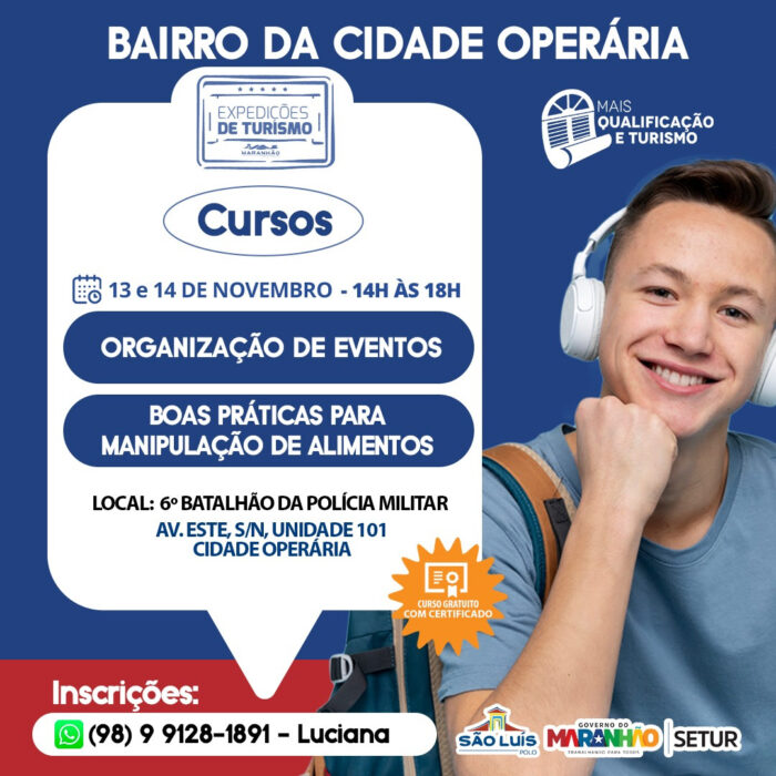 Secretaria de Turismo do Maranhão promove cursos de qualificação profissional no polo São Luís Secretaria de Turismo do Maranhão promove cursos de qualificação profissional no polo São Luís